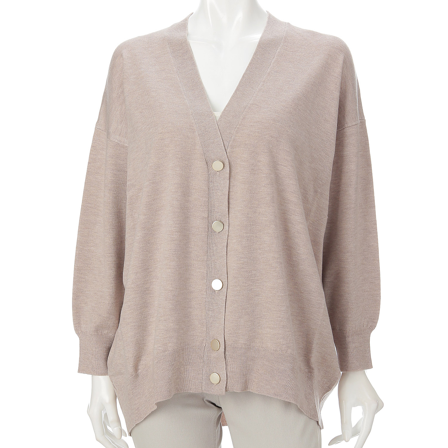 天竺ワイドVネックカーディガン - 画像7