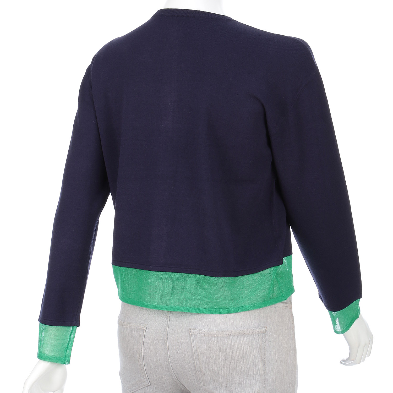 袖口裾シアー配色カーディガン - 画像9