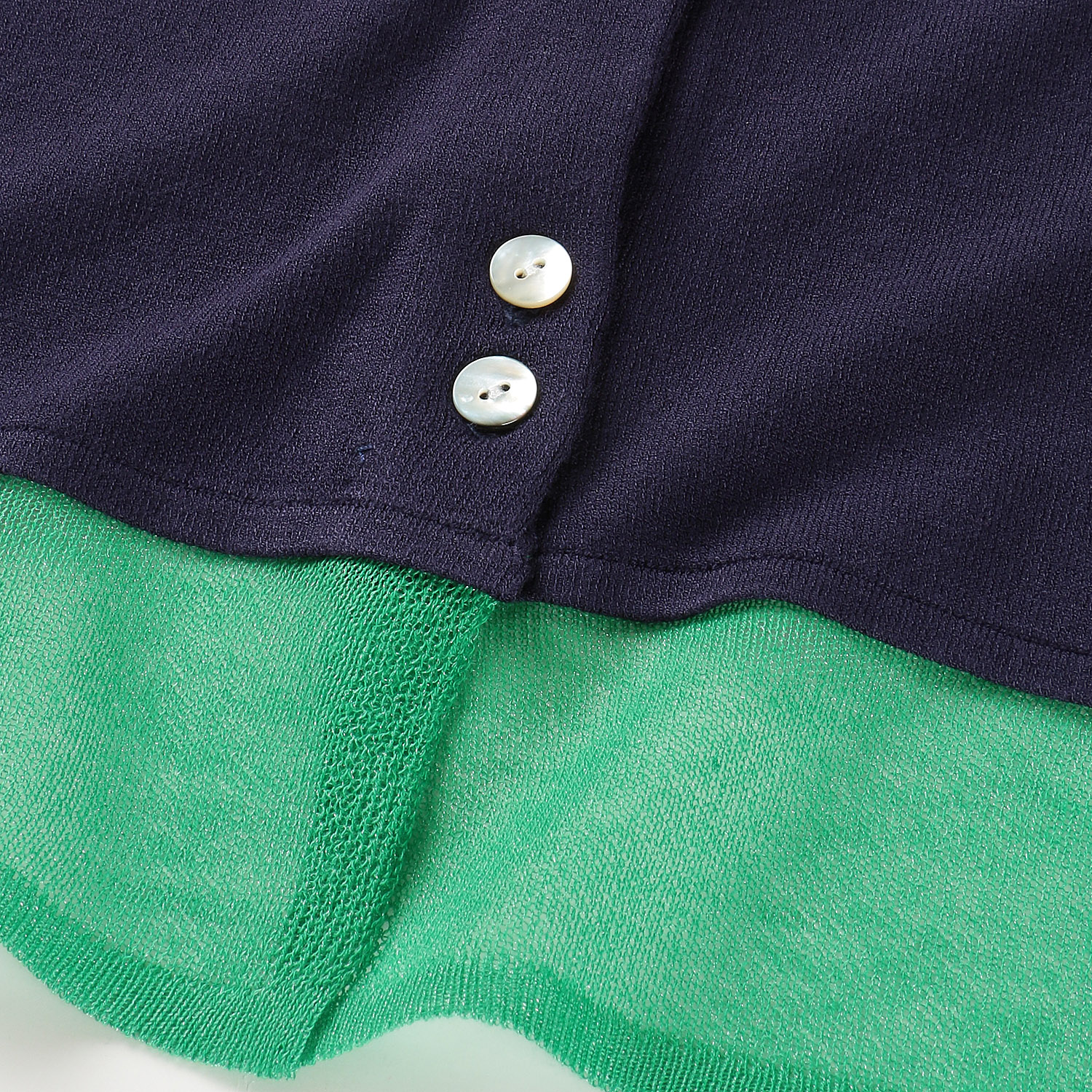 袖口裾シアー配色カーディガン - 画像10