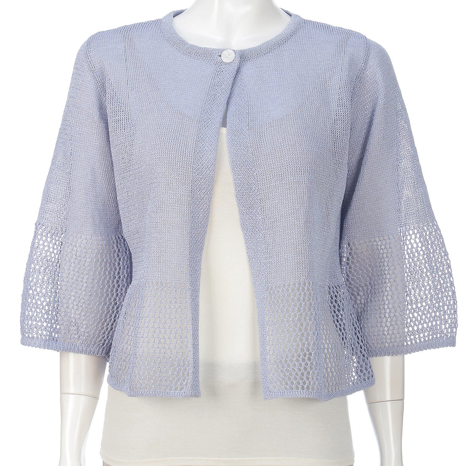 抄繊糸透かし編み1釦カーディガン - 画像22