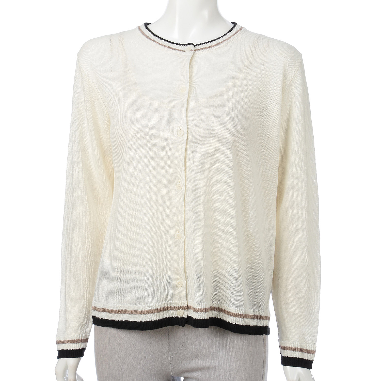 麻100％3配色カーディガン - 画像10