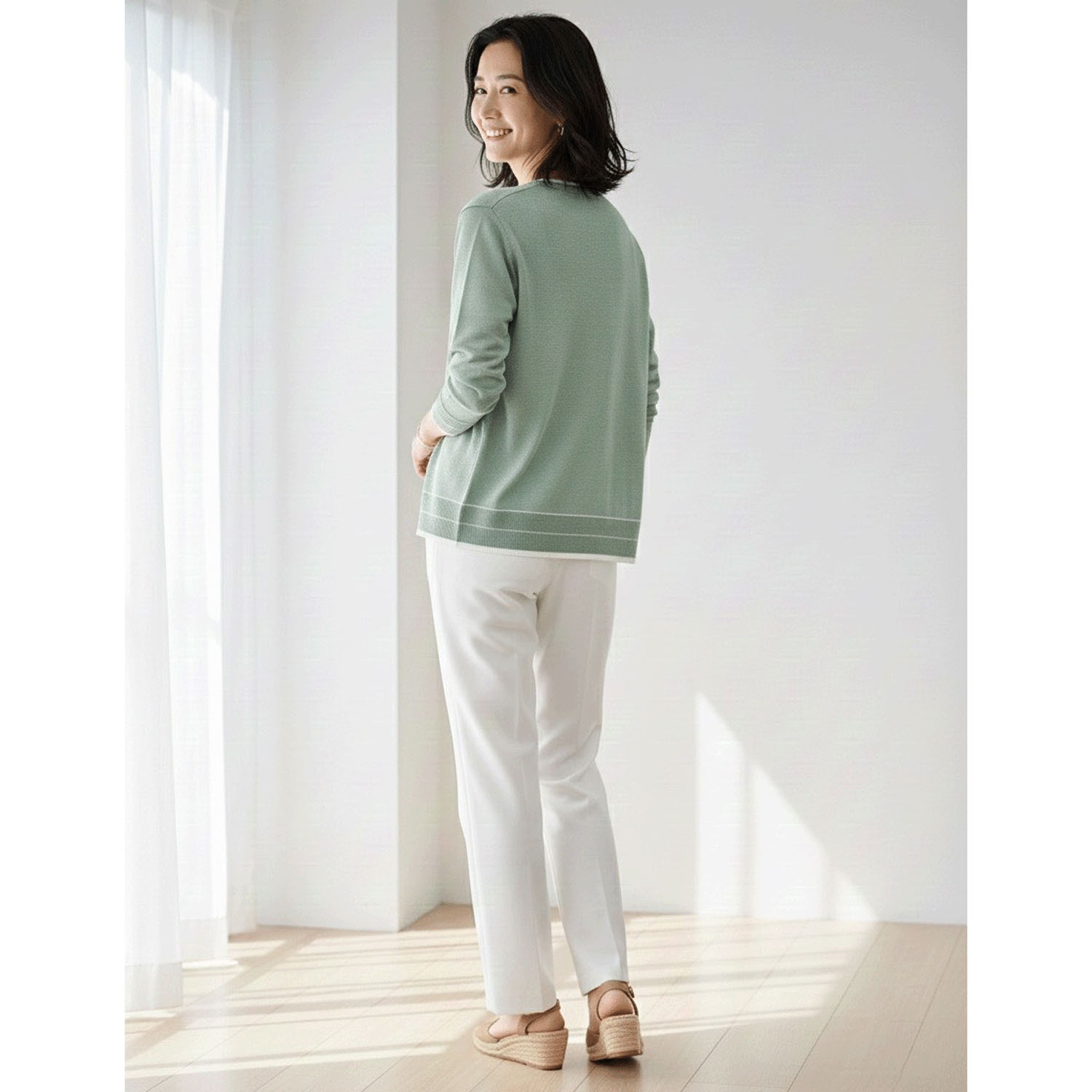 LEVITA配色クルーネックカーディガン - 画像13