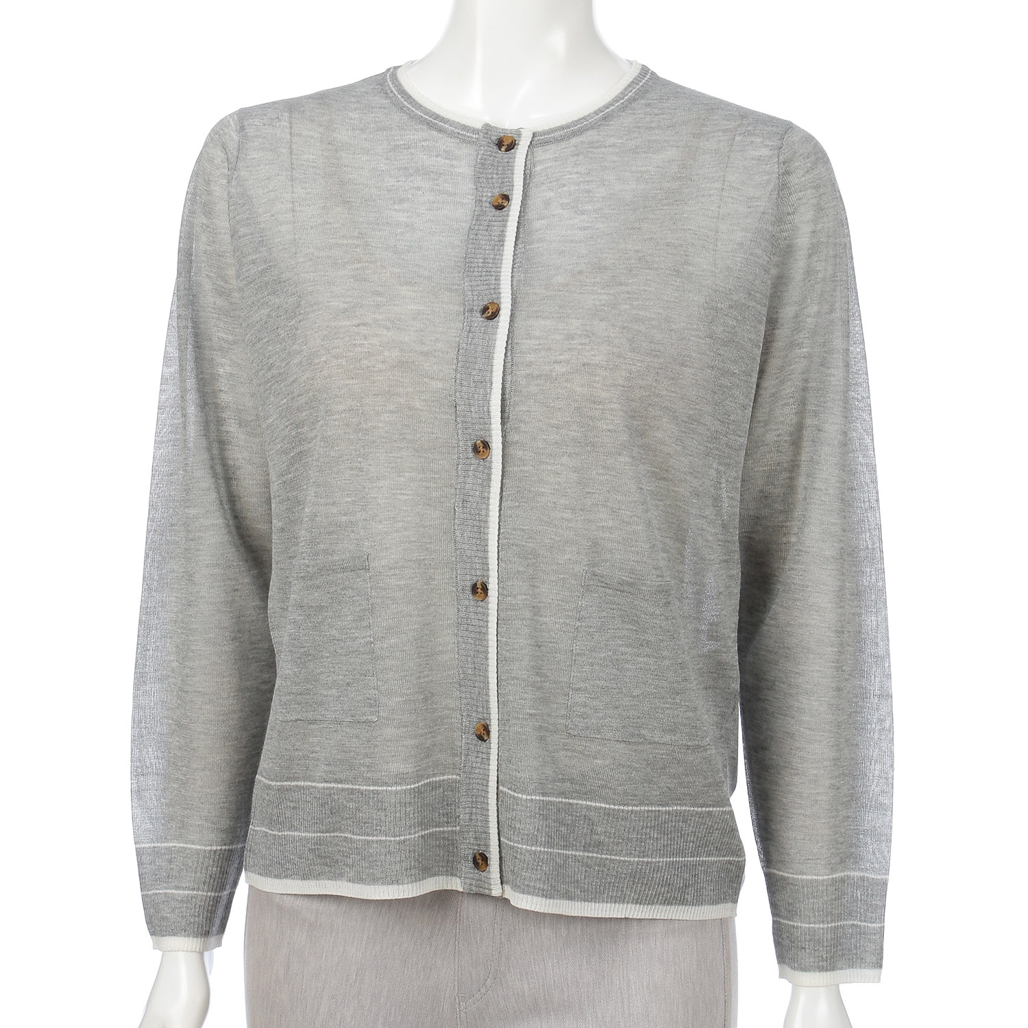 LEVITA配色クルーネックカーディガン - 画像3