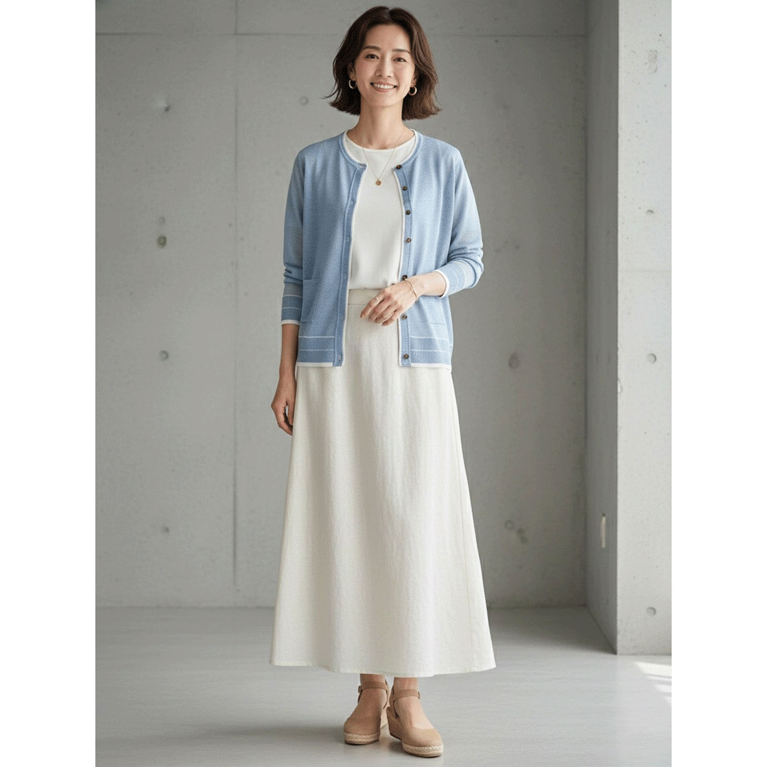 LEVITA配色クルーネックカーディガン - 画像3