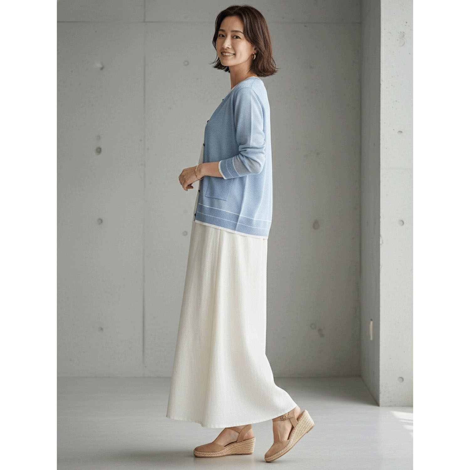 LEVITA配色クルーネックカーディガン - 画像4