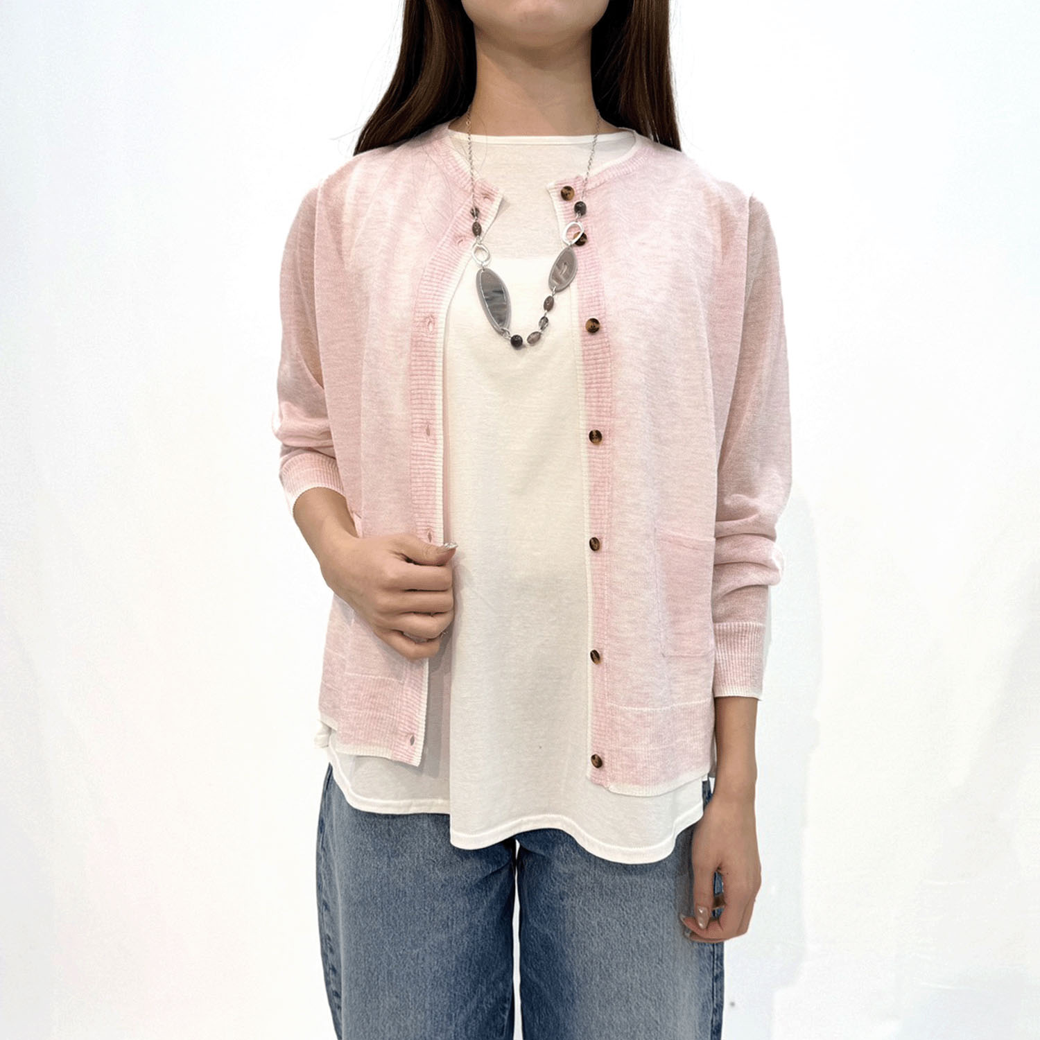 LEVITA配色クルーネックカーディガン - 画像10