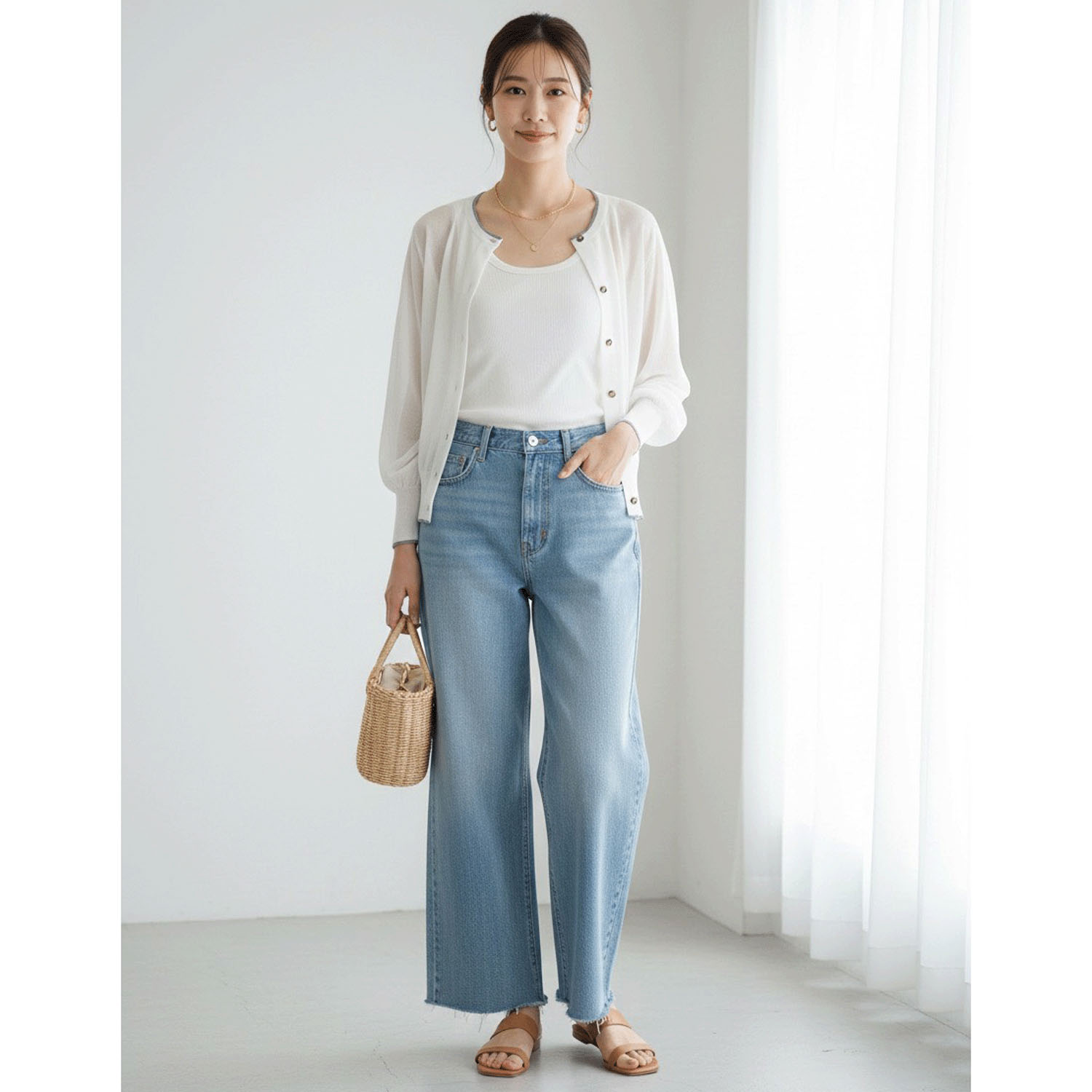 LEVITA配色クルーネックカーディガン - 画像12