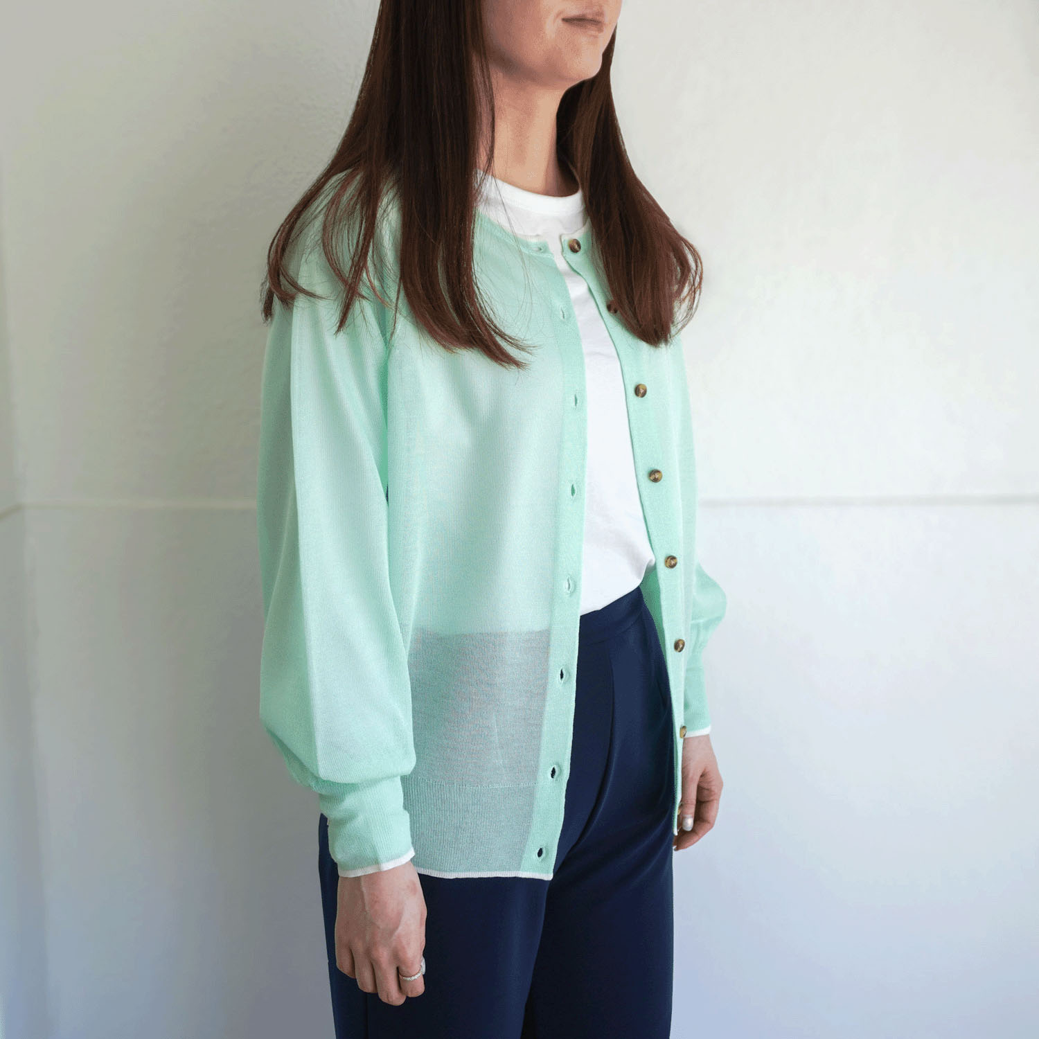 LEVITA配色クルーネックカーディガン - 画像3