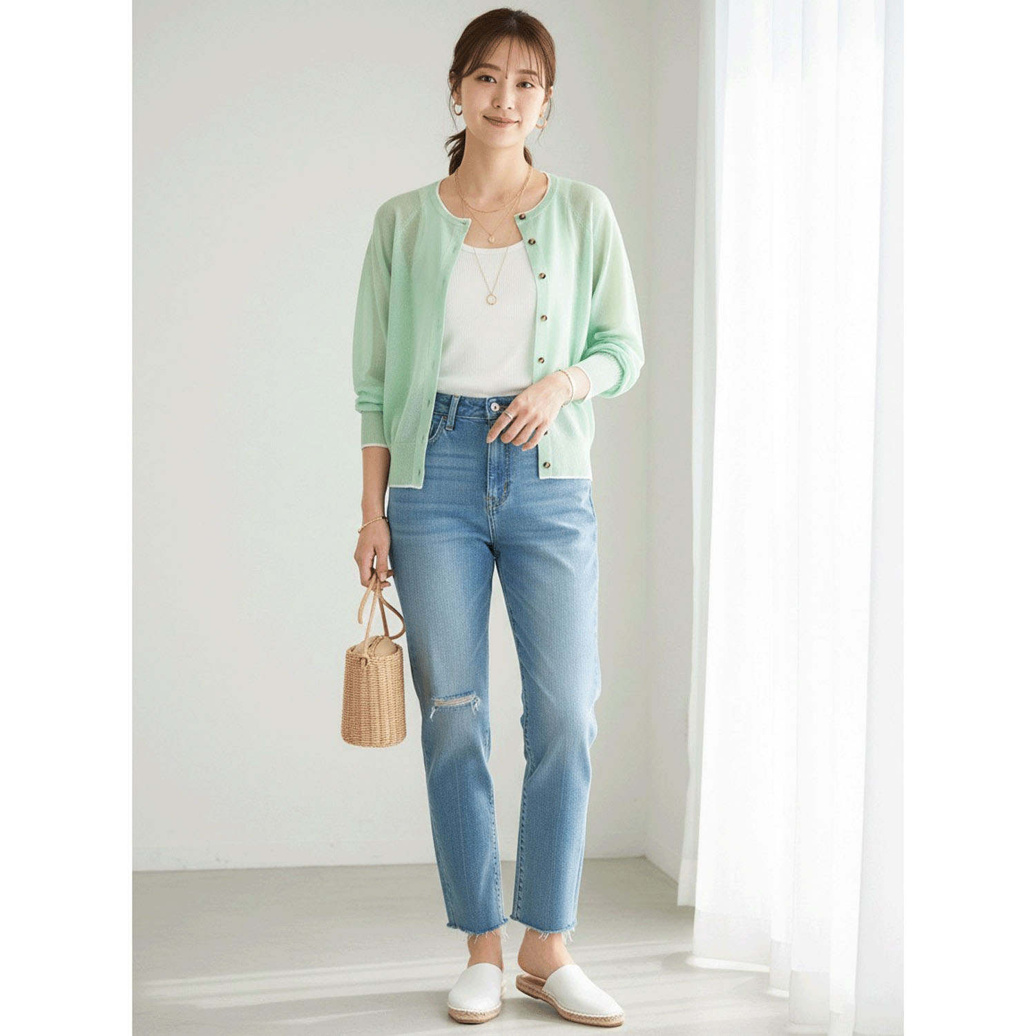 LEVITA配色クルーネックカーディガン - 画像10