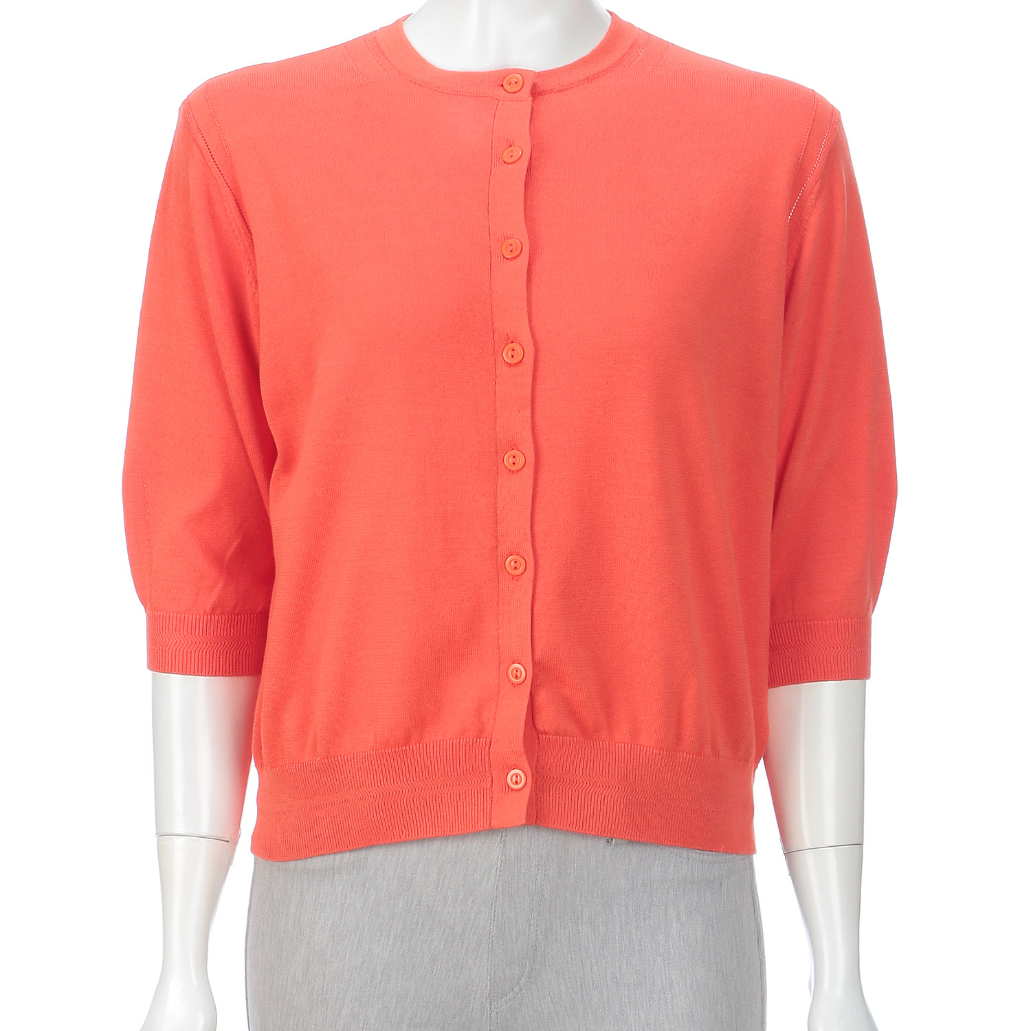 スビンコットン丸首六分袖カーディガン - 画像11