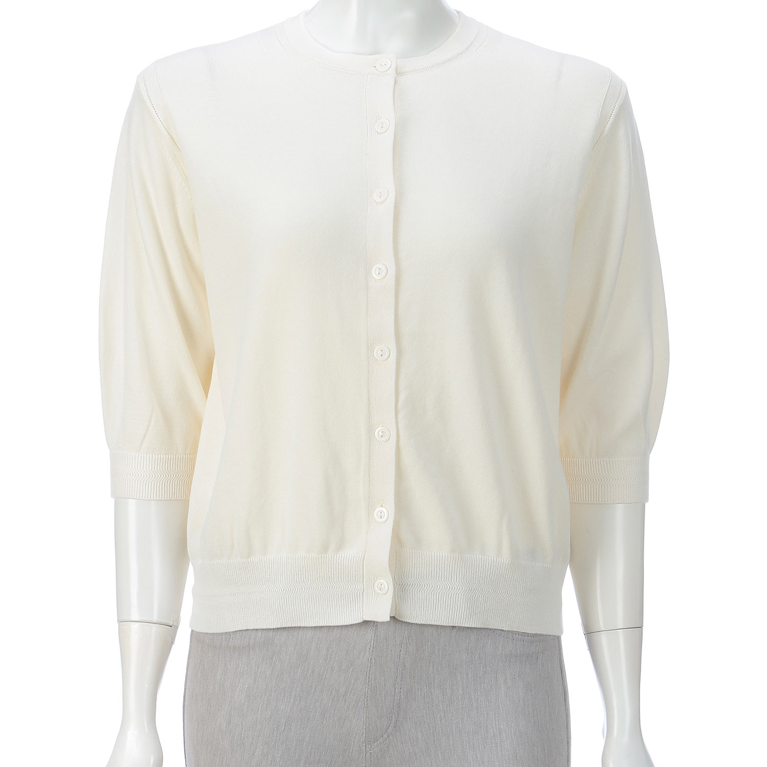 スビンコットン丸首六分袖カーディガン - 画像9