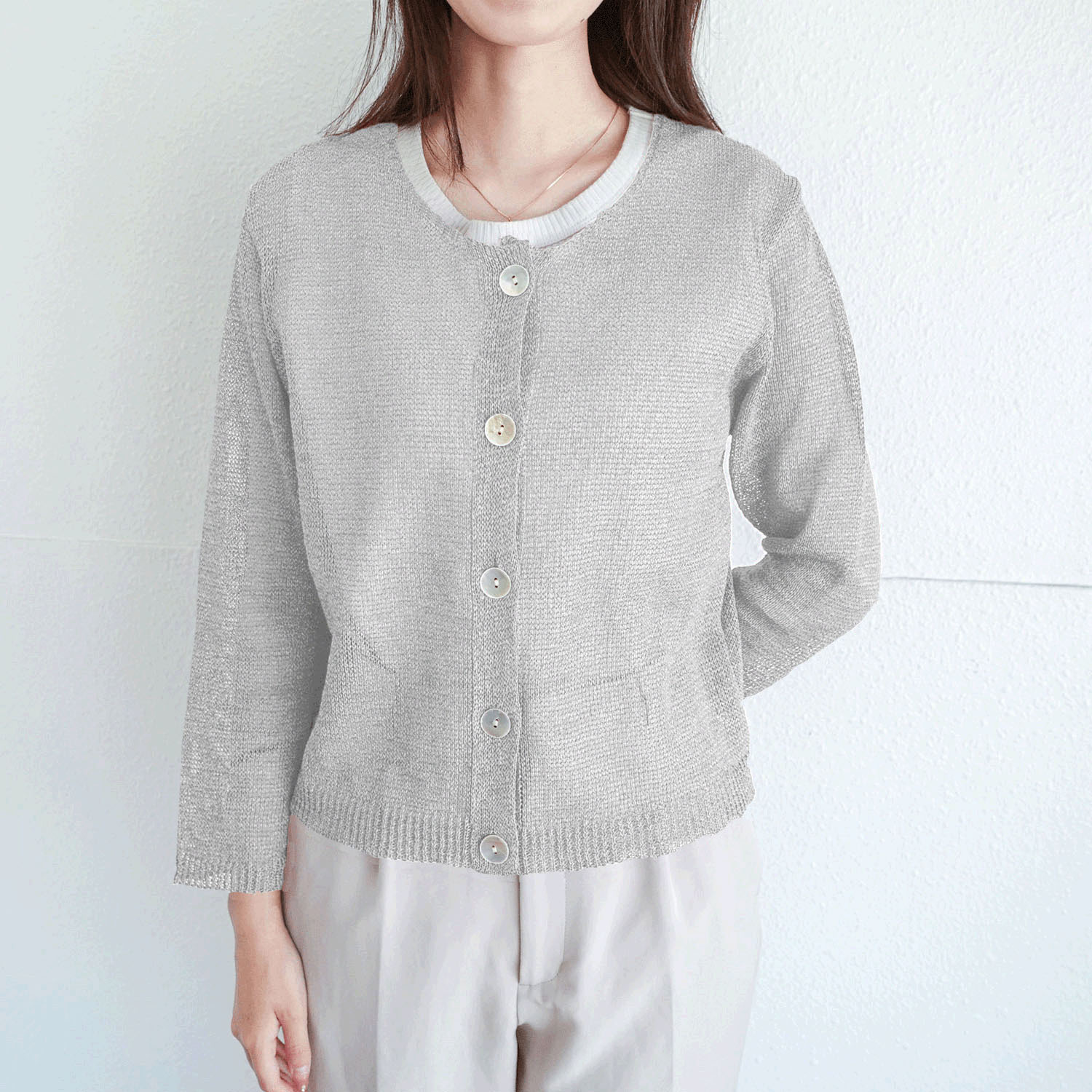 抄繊糸ショート丈カーディガン - 画像2