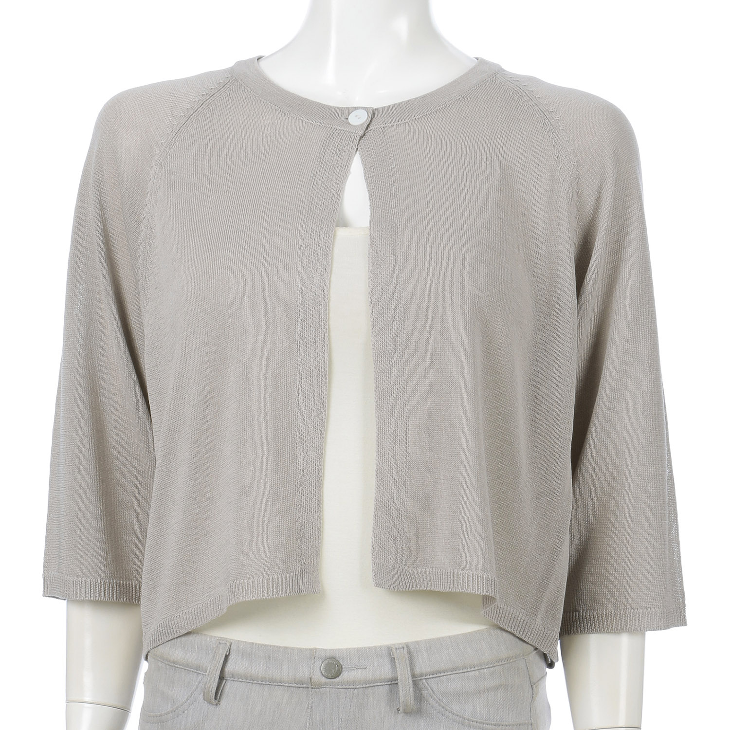 麻混ラグランショートカーディガン - 画像2