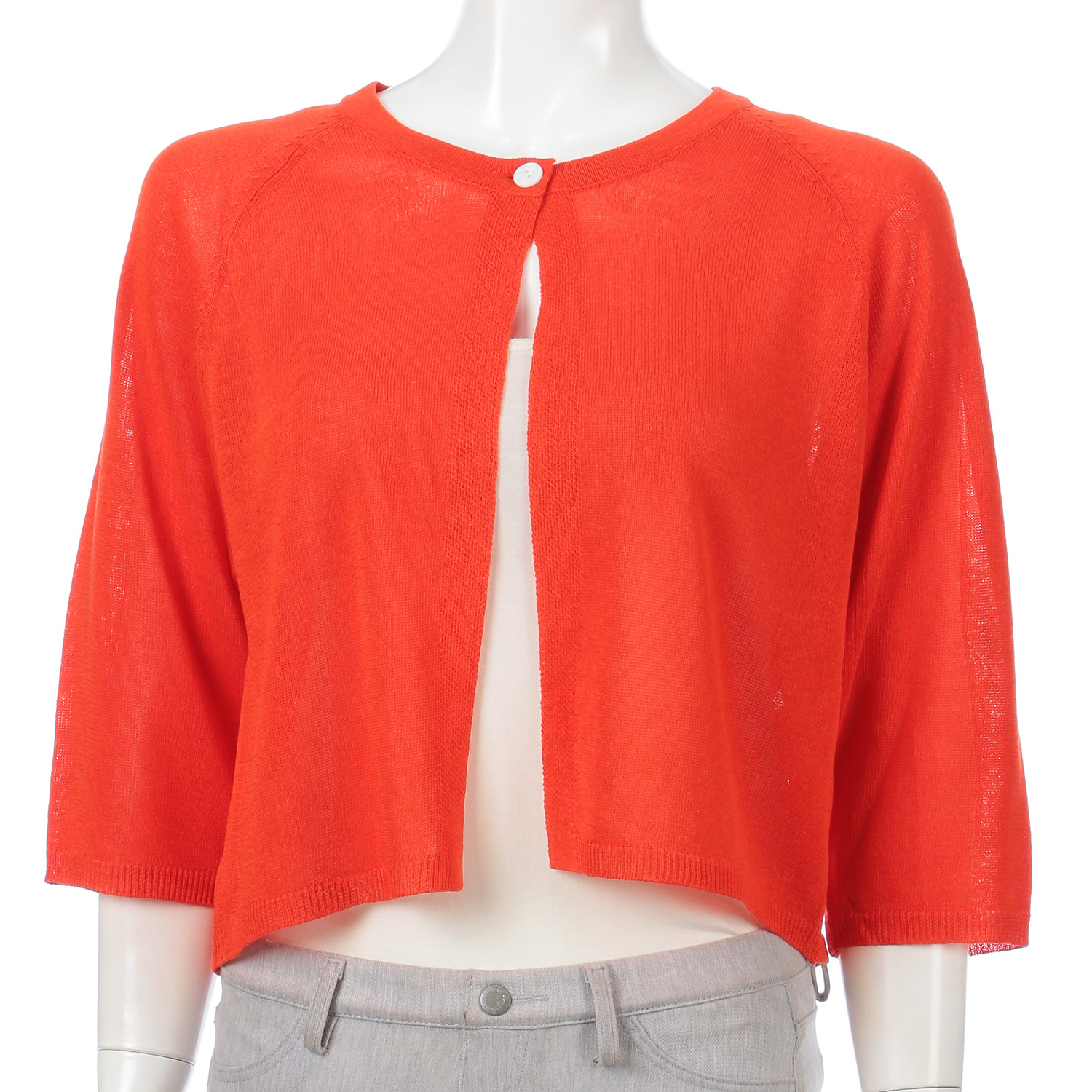 麻混ラグランショートカーディガン