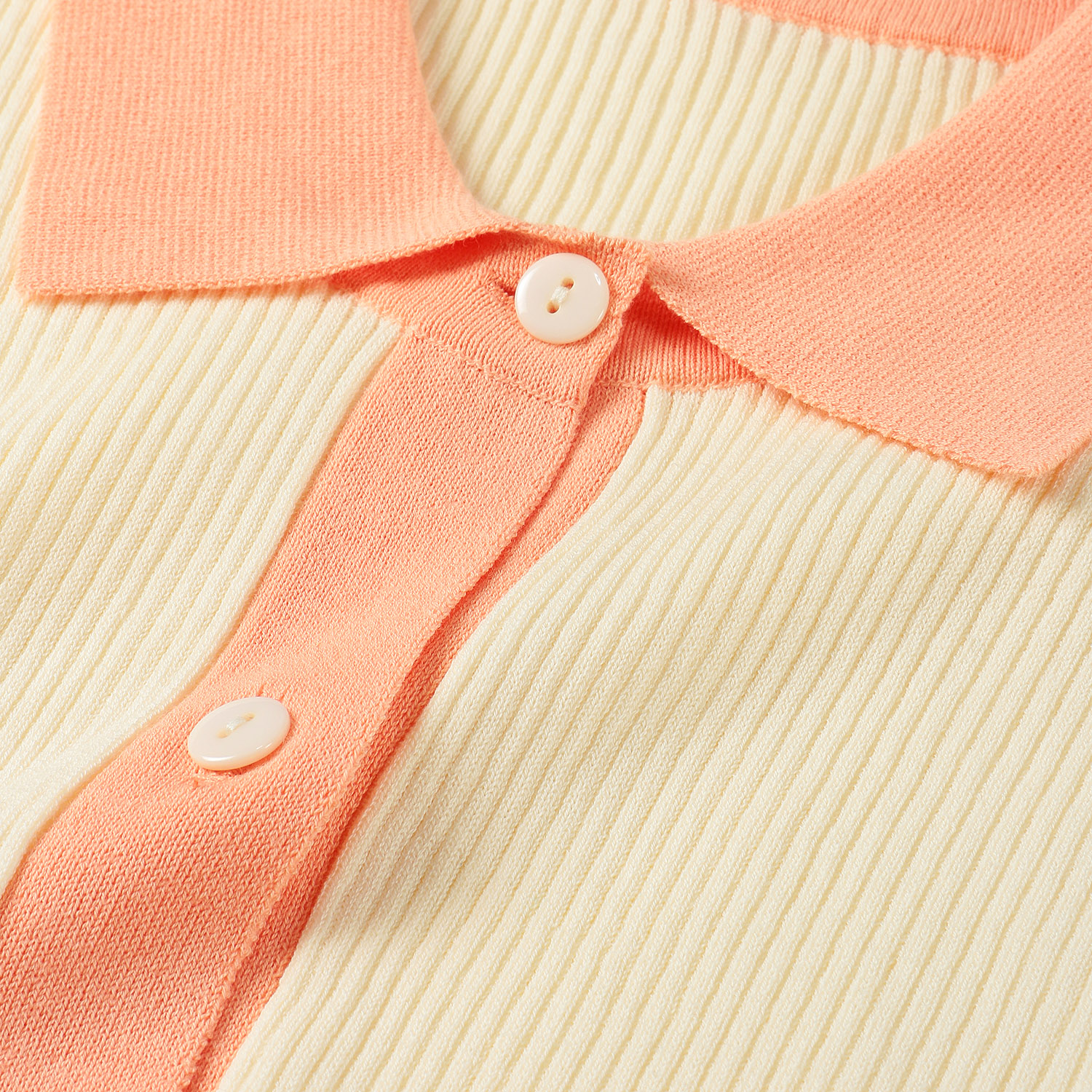 配色衿付きカーディガン - 画像5