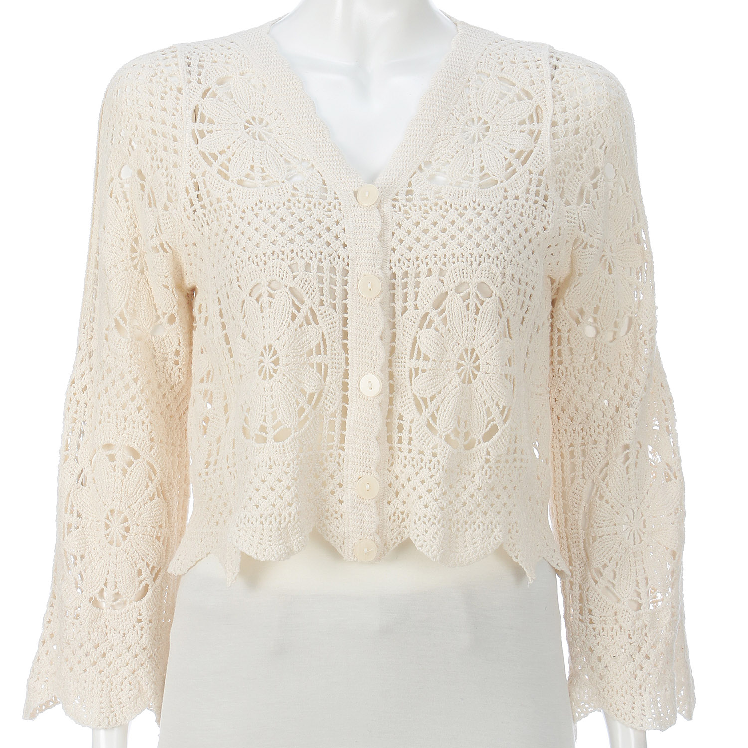 かぎ針Vネックカーディガン - 画像4