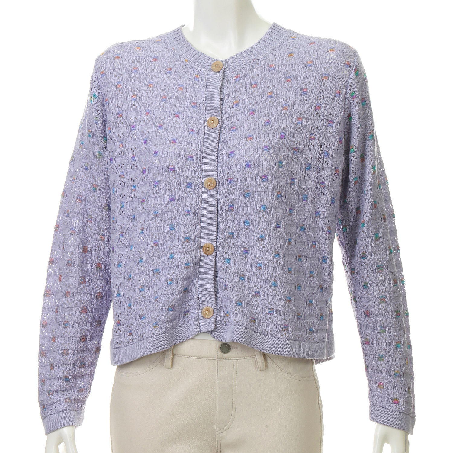 絣使い格子柄カーディガン - 画像8