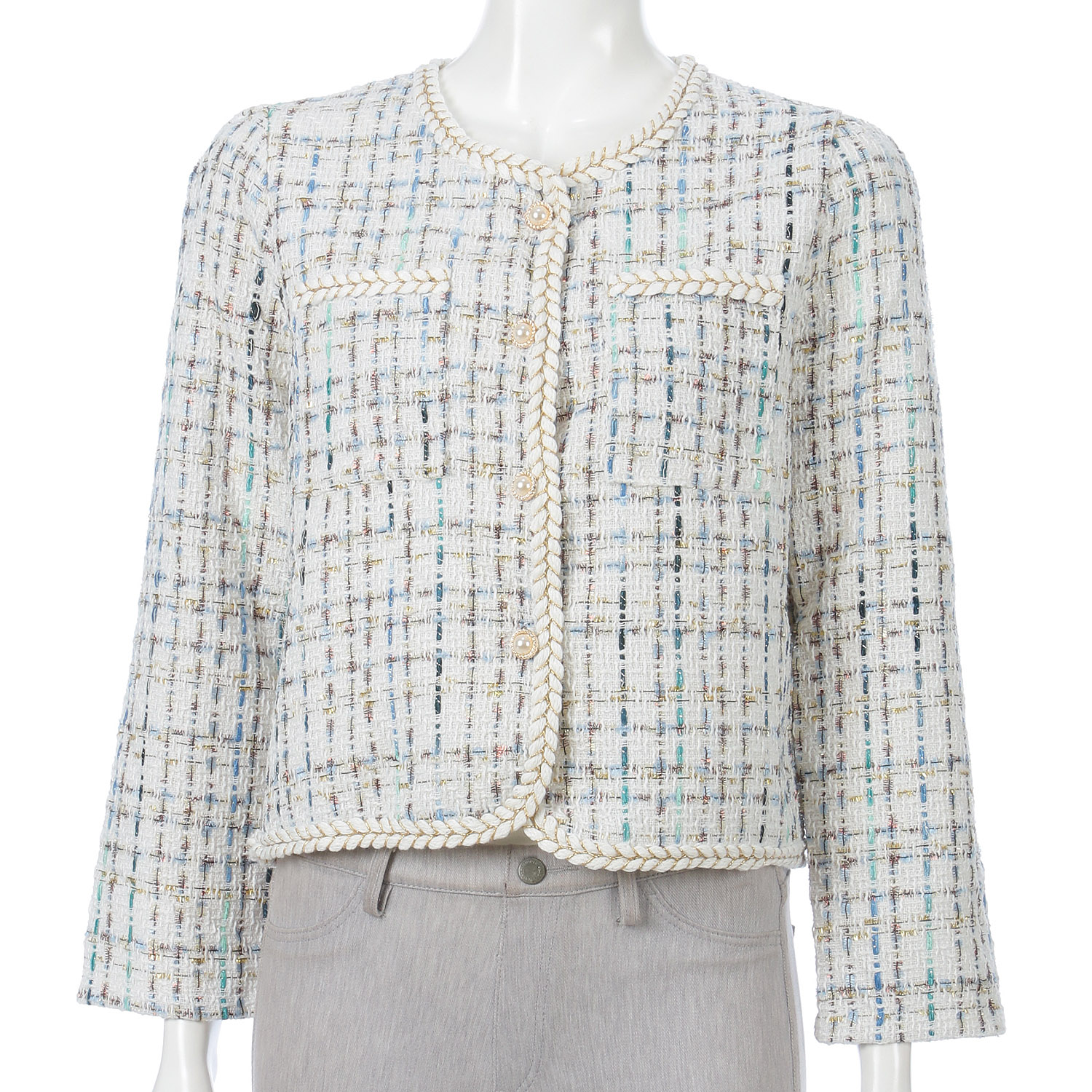 ツイード調カラーラメ入りカーディガン - 画像3