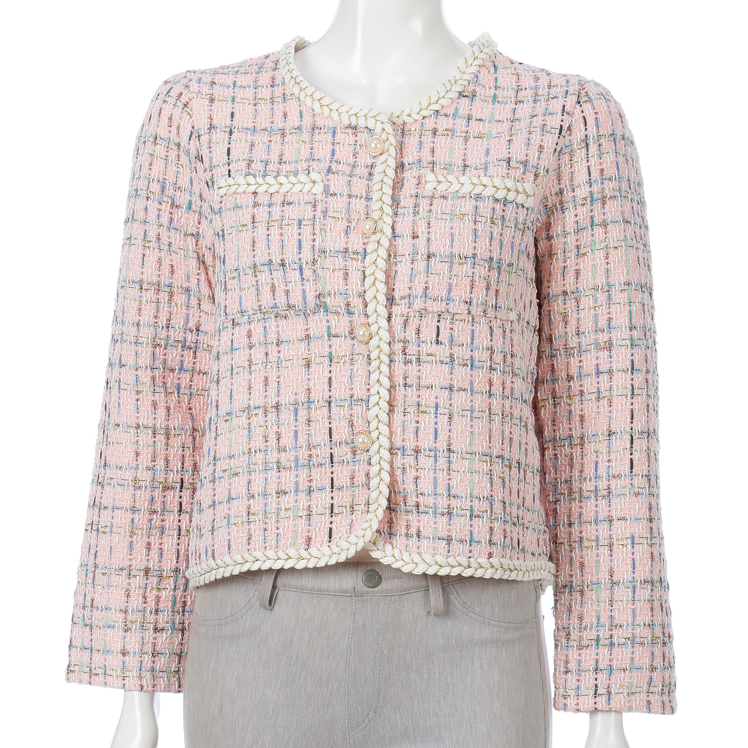 ツイード調カラーラメ入りカーディガン - 画像4