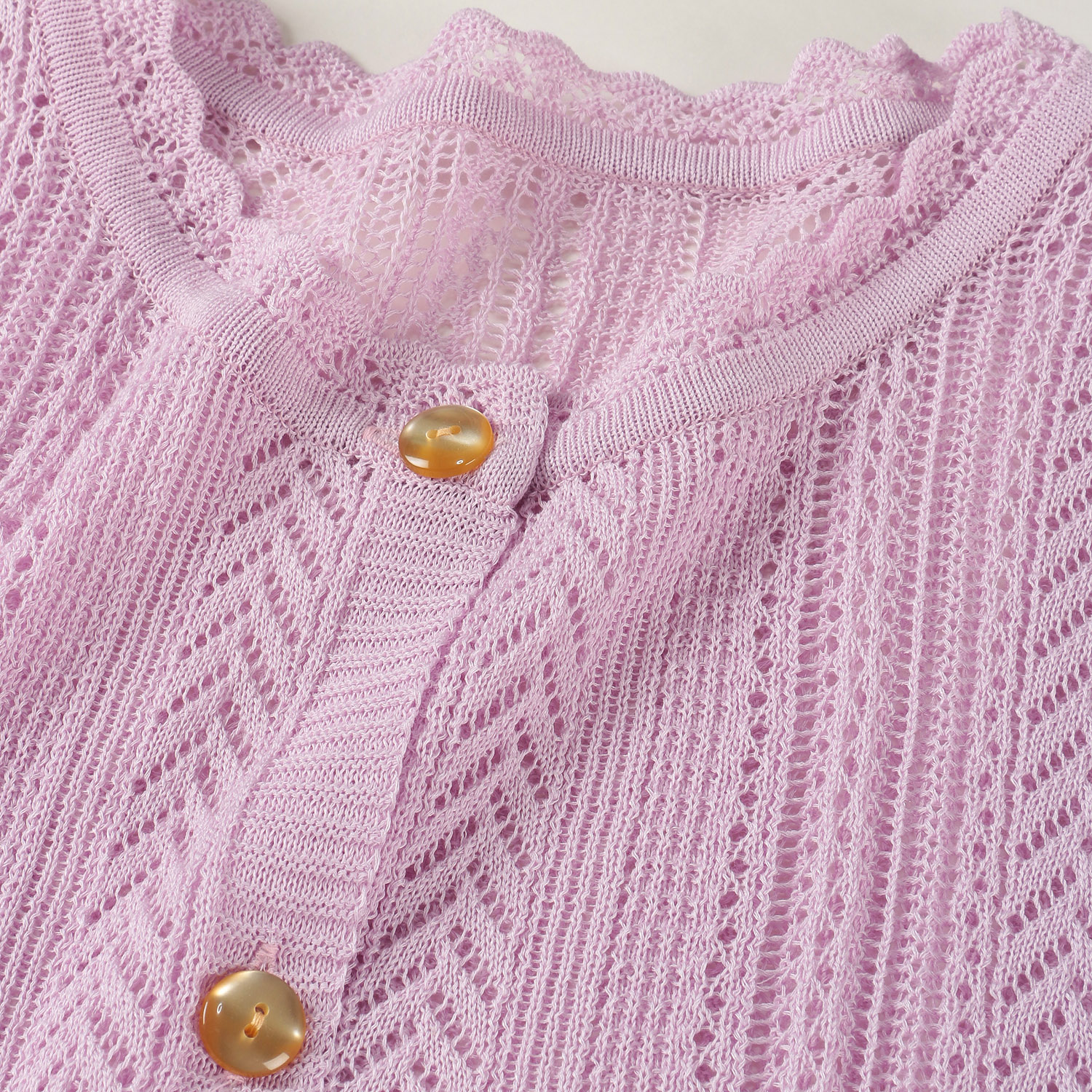 縦柄透かし丸首カーディガン - 画像8