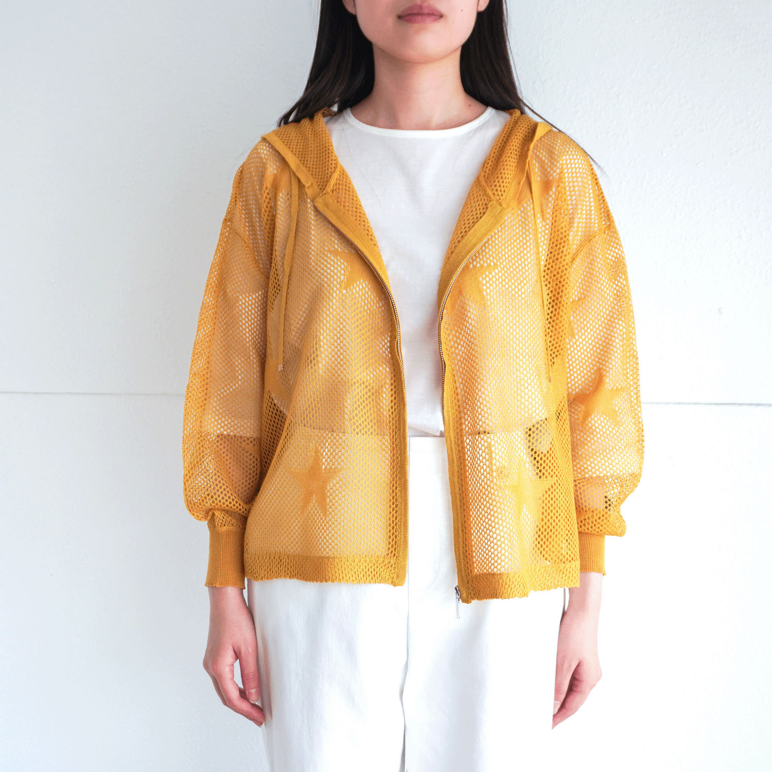 星柄メッシュフーディ