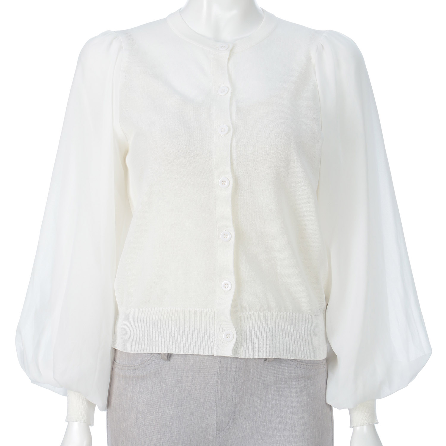 バルーンスリーブカーディガン - 画像1