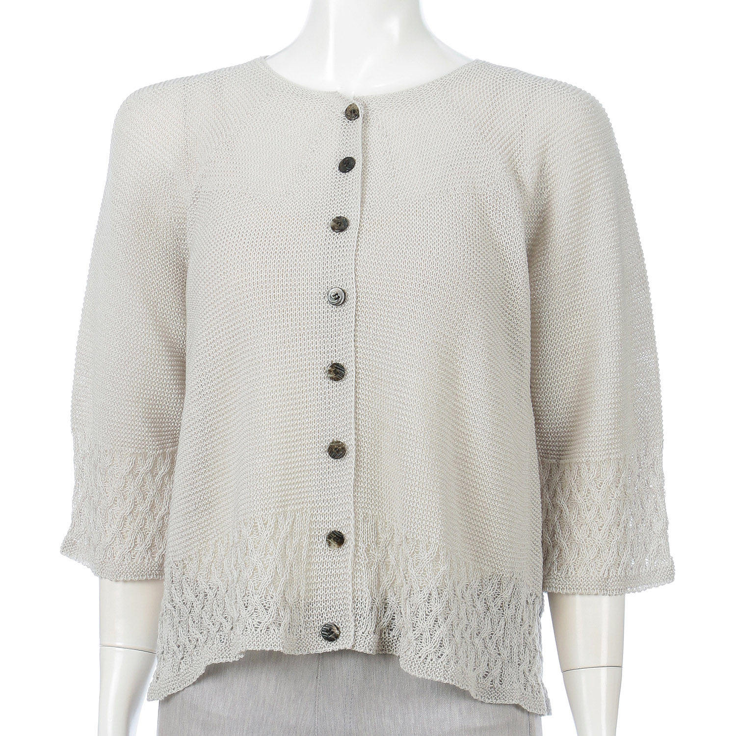 裾格子柄カーディガン - 画像2