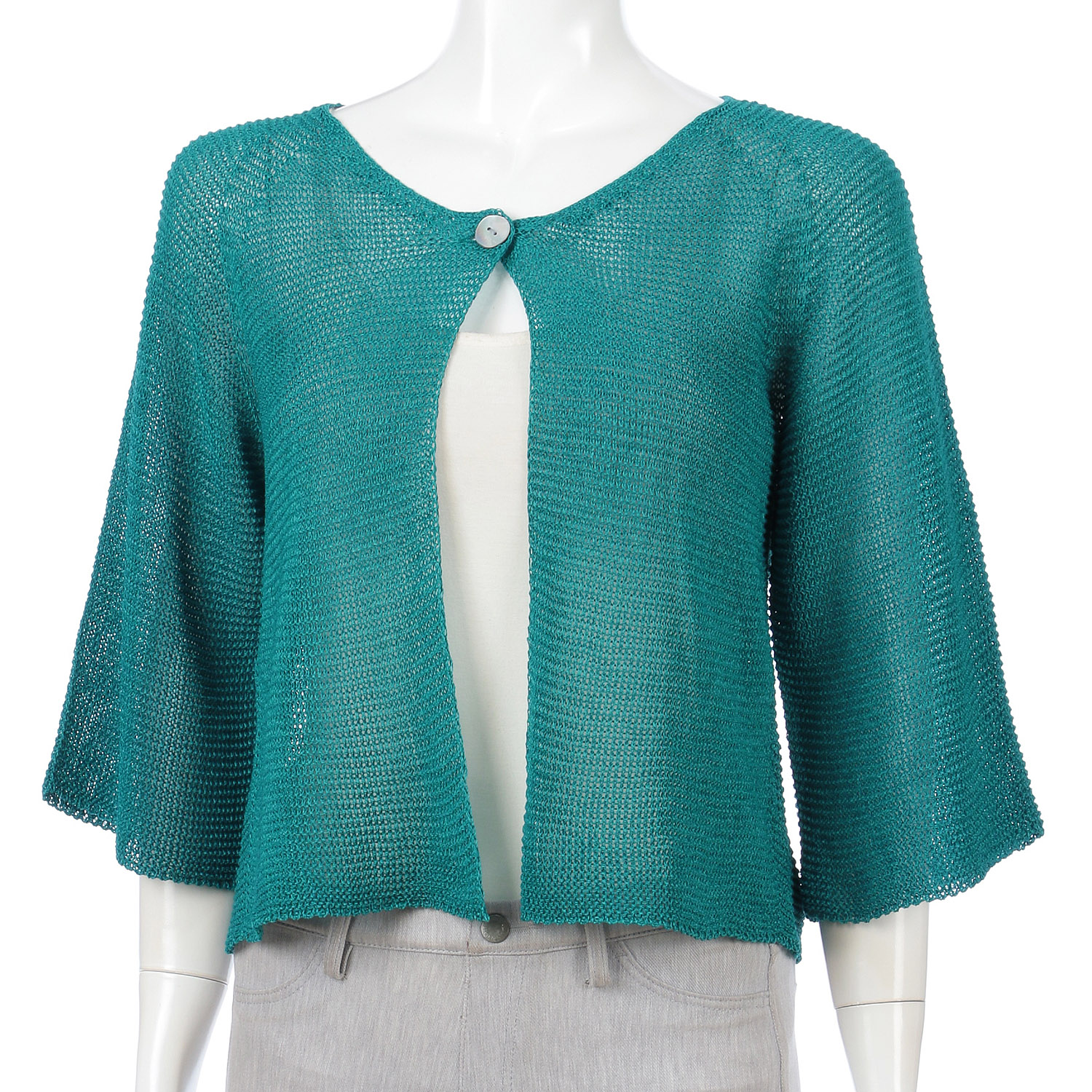 1つ釦ホールカーディガン - 画像1