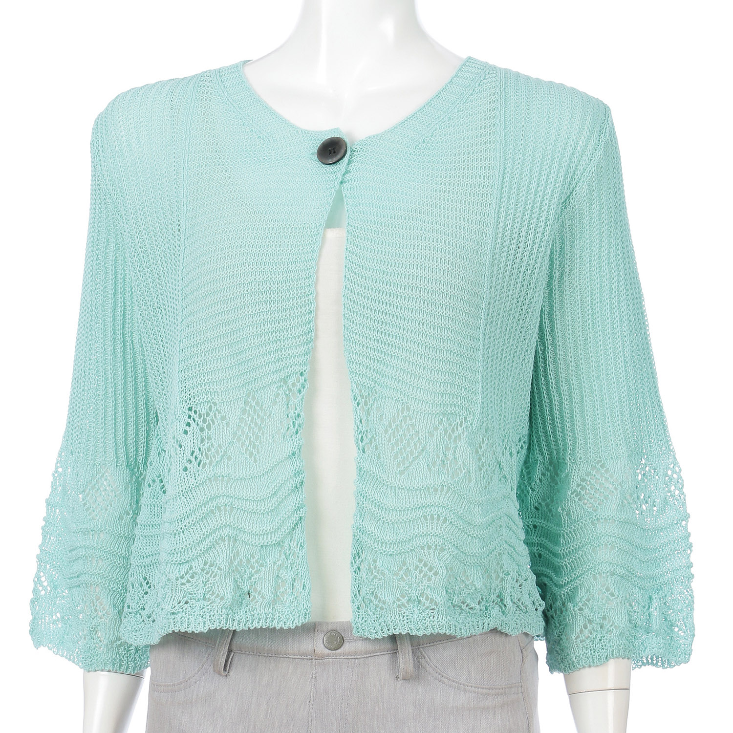 1つ釦ガ－タ－切り替えカーディガン - 画像4