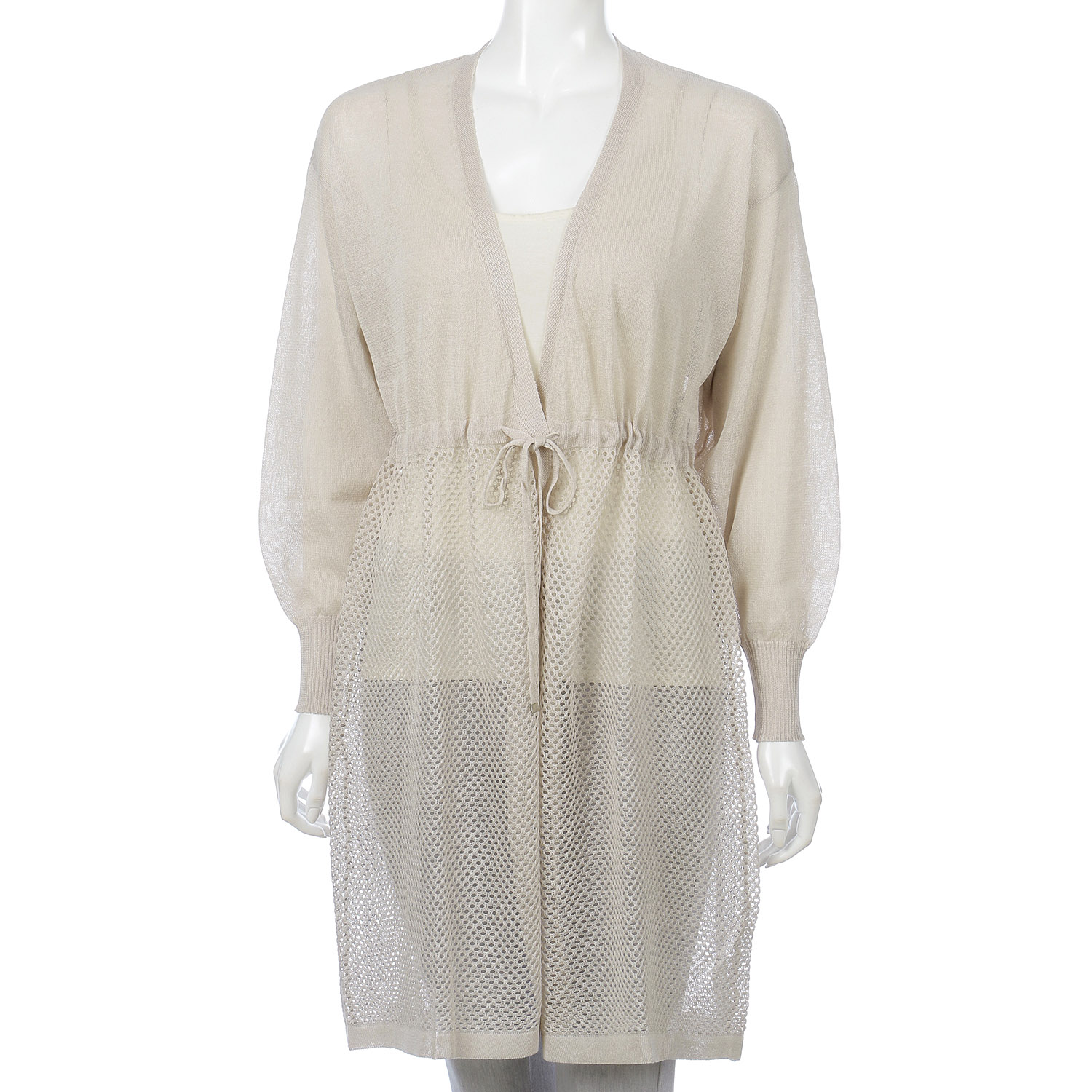 透かし編みニットロングカーディガン - 画像2