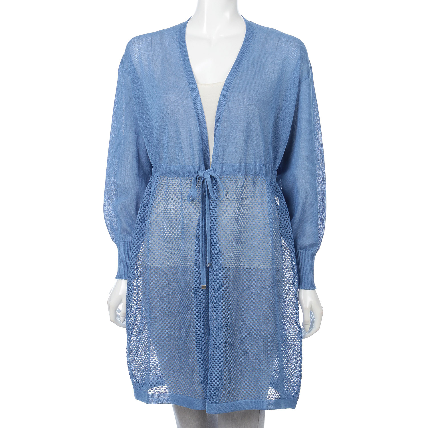 透かし編みニットロングカーディガン - 画像5