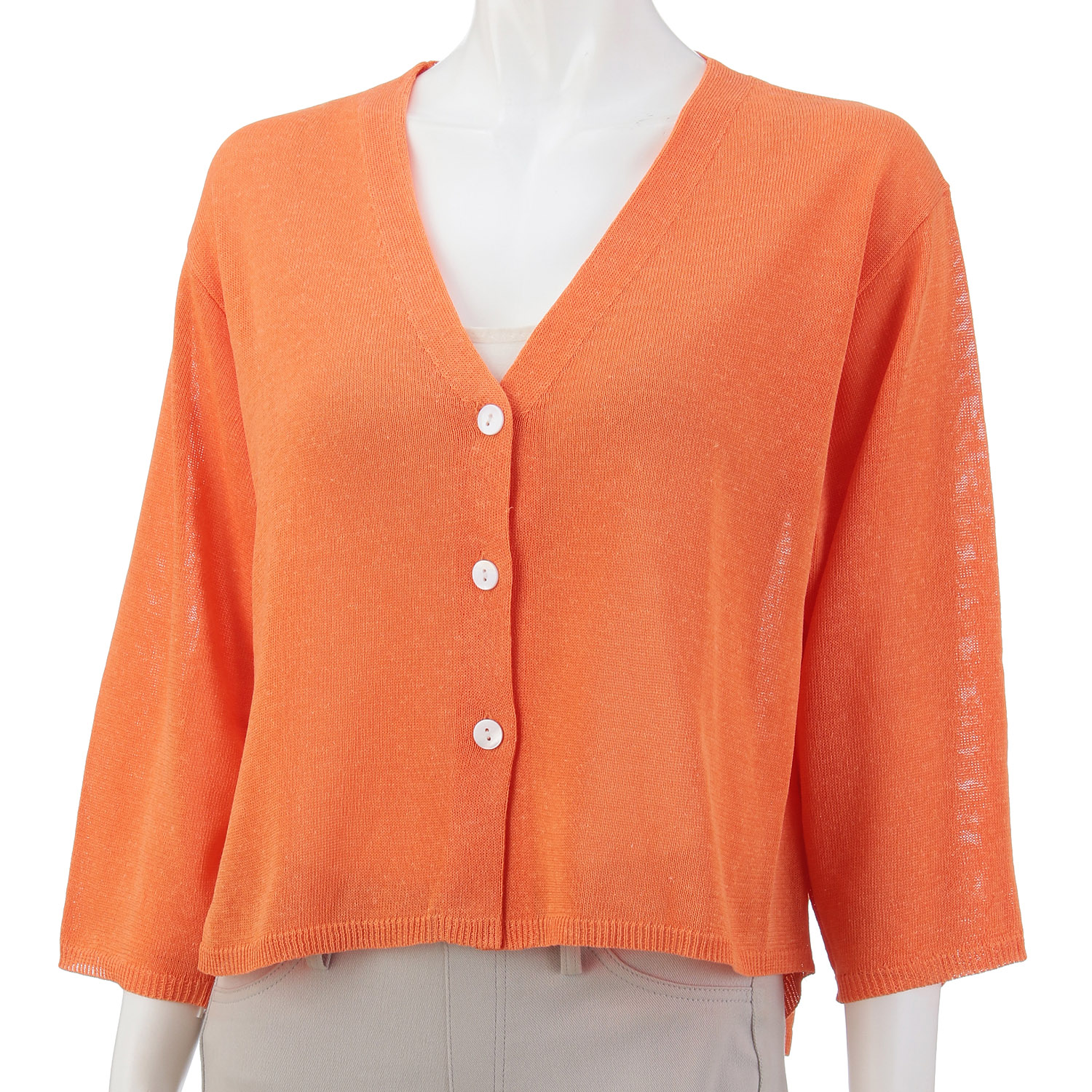 麻混天竺ショートカーディガン - 画像1