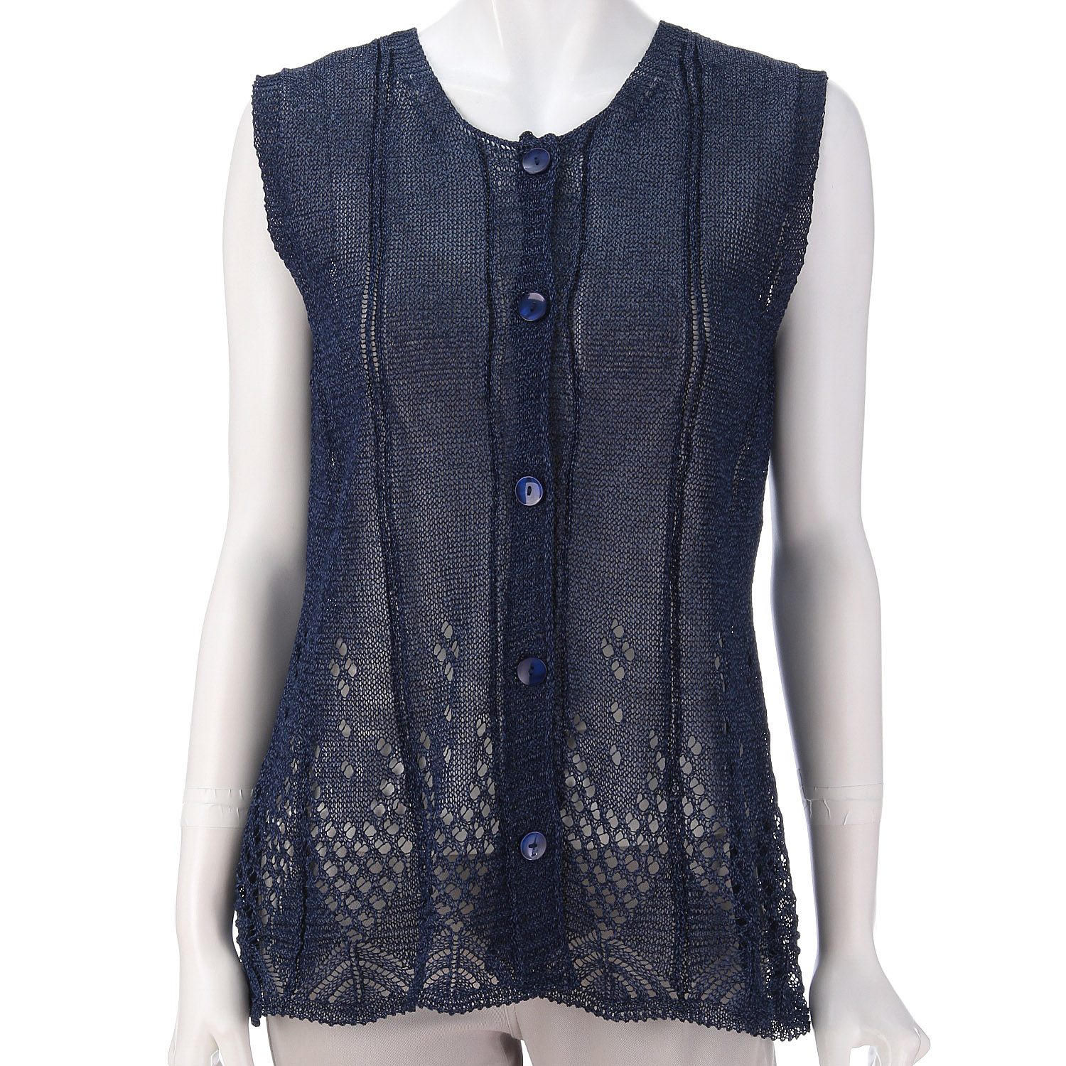 抄繊糸透かし編みベスト - 画像9