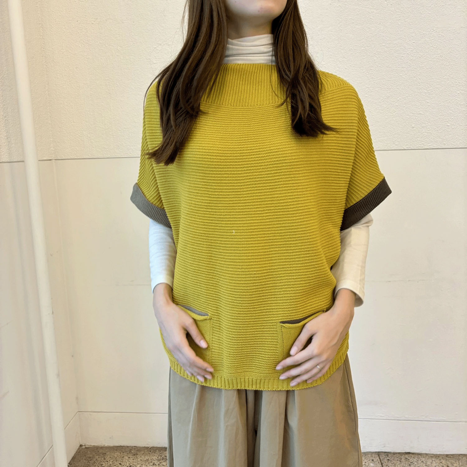 袖ポケット配色ドルマン