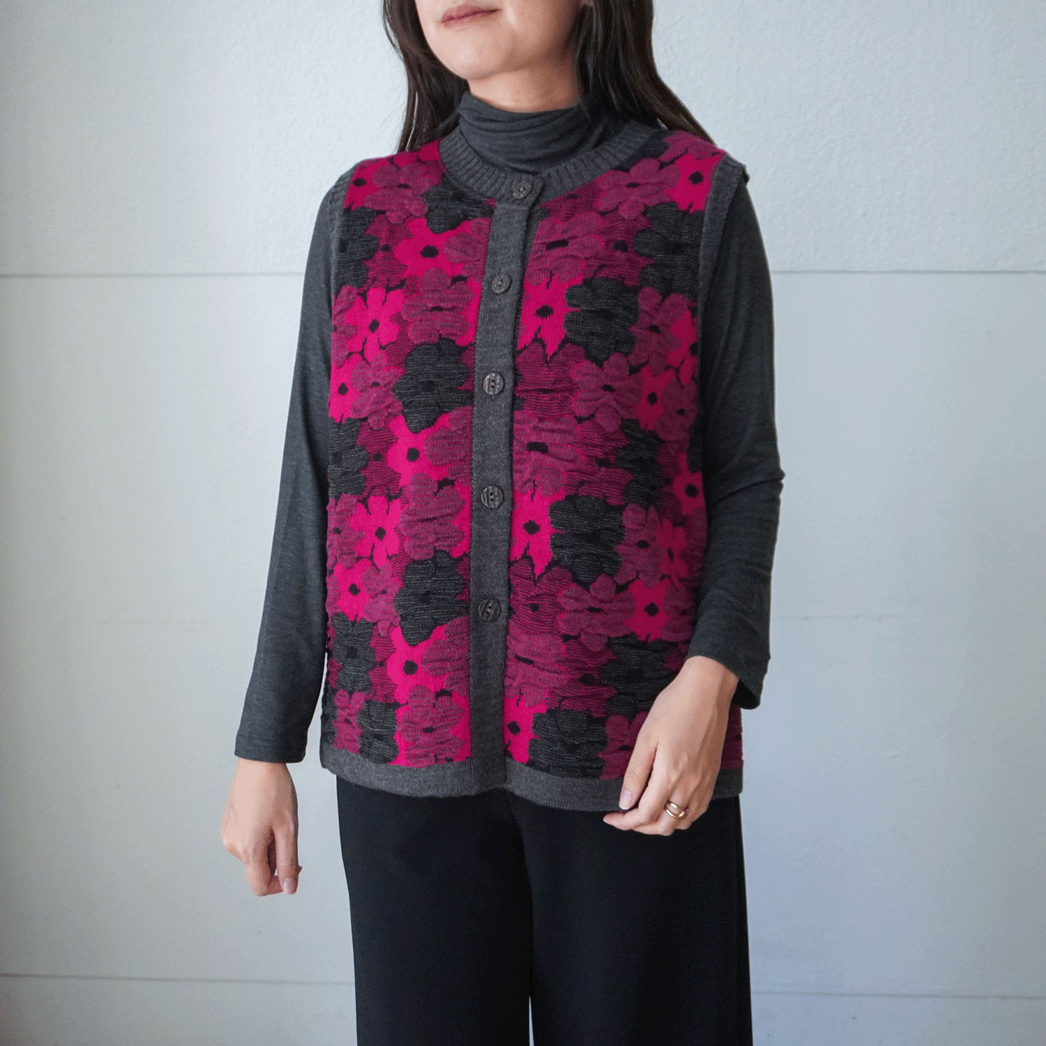 【Insta Live】花柄ジャガードベスト - 画像1