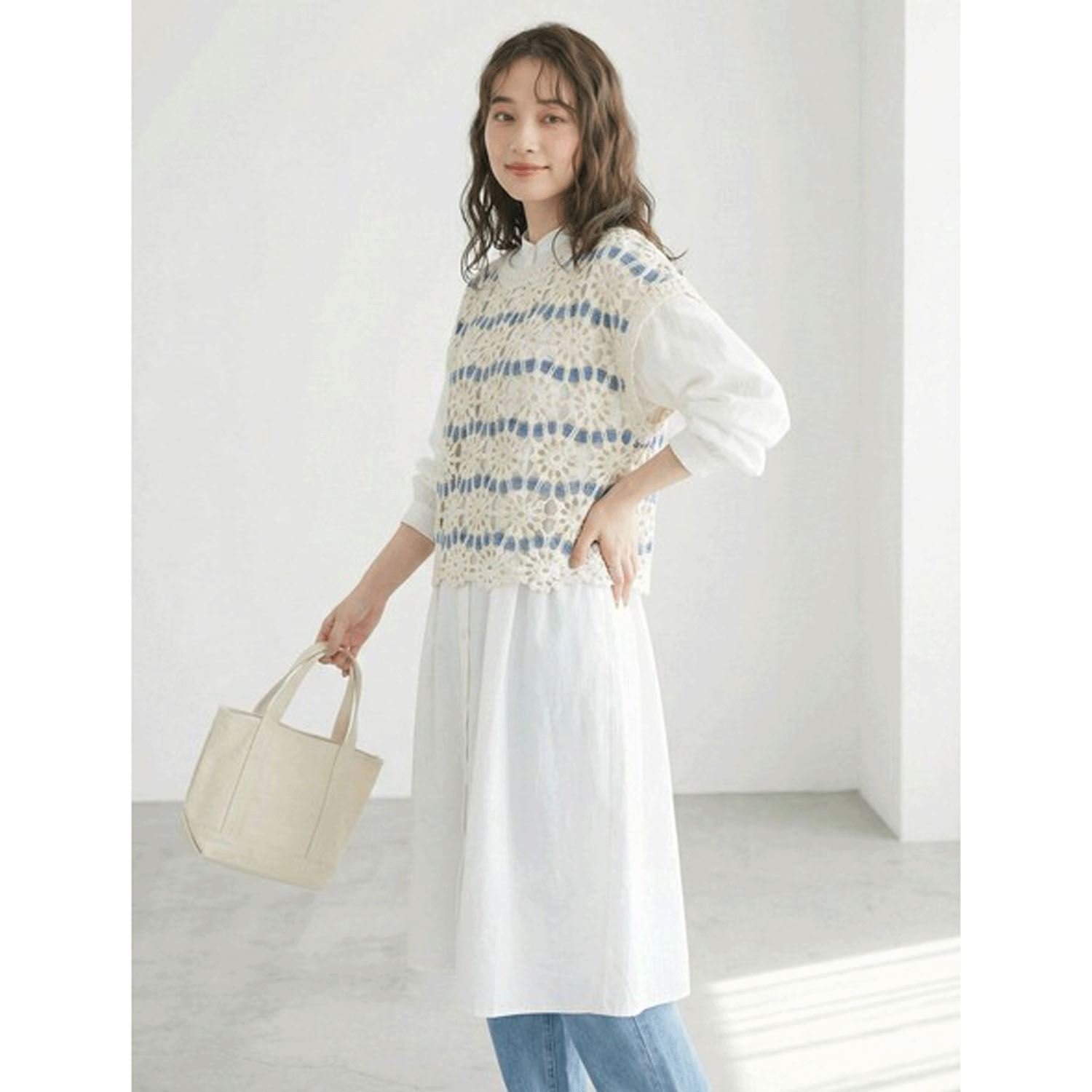 かぎ針風配色プルオーバーベスト - 画像7