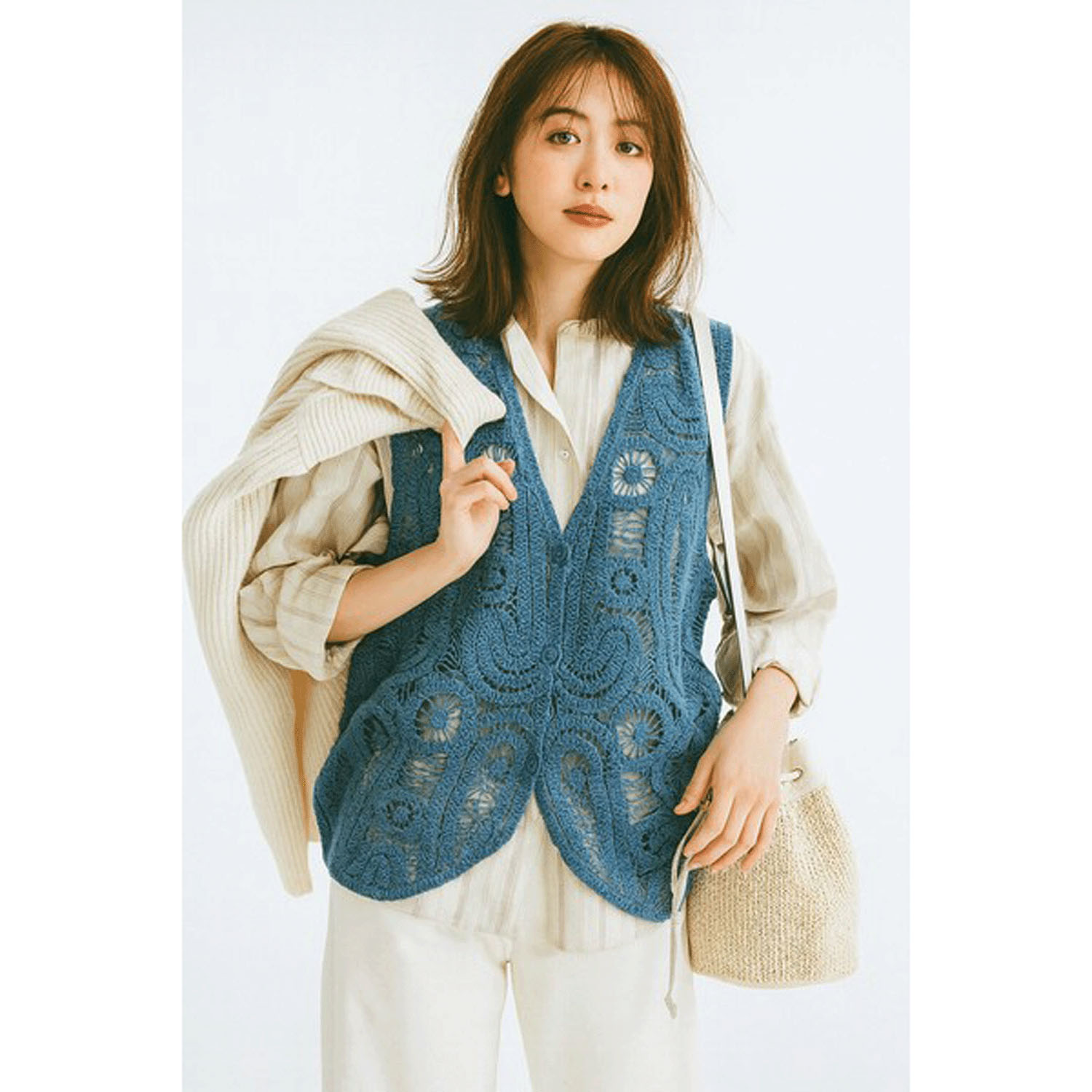 かぎ針風前開きベスト - 画像14