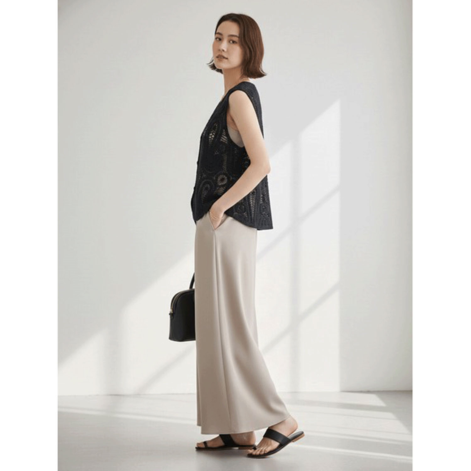 かぎ針風前開きベスト - 画像4