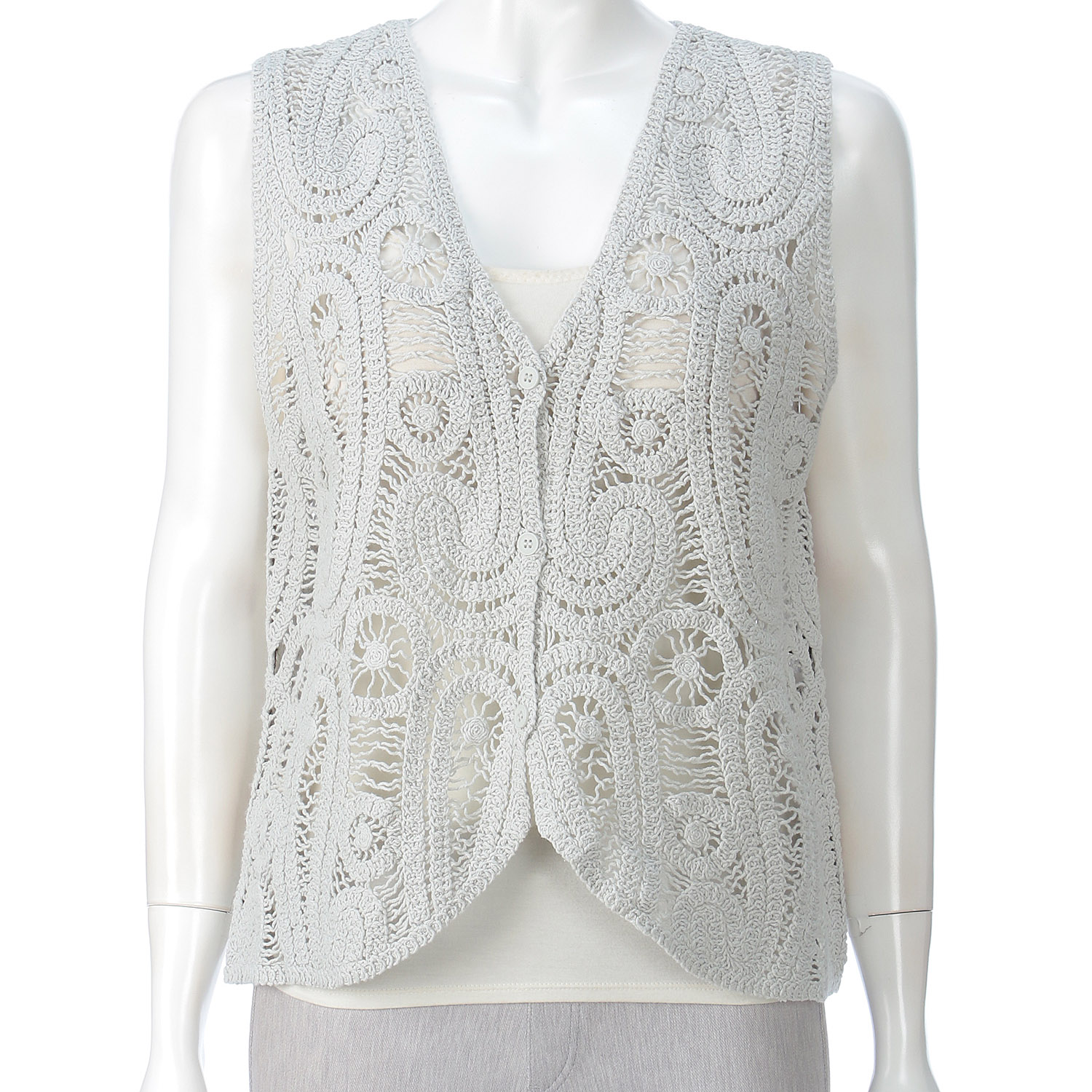 かぎ針風前開きベスト - 画像10