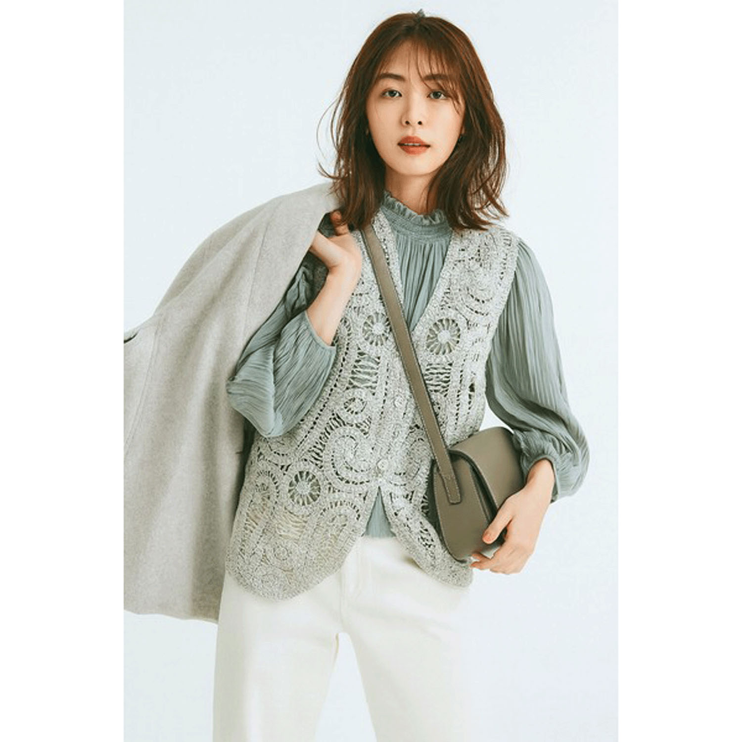 かぎ針風前開きベスト