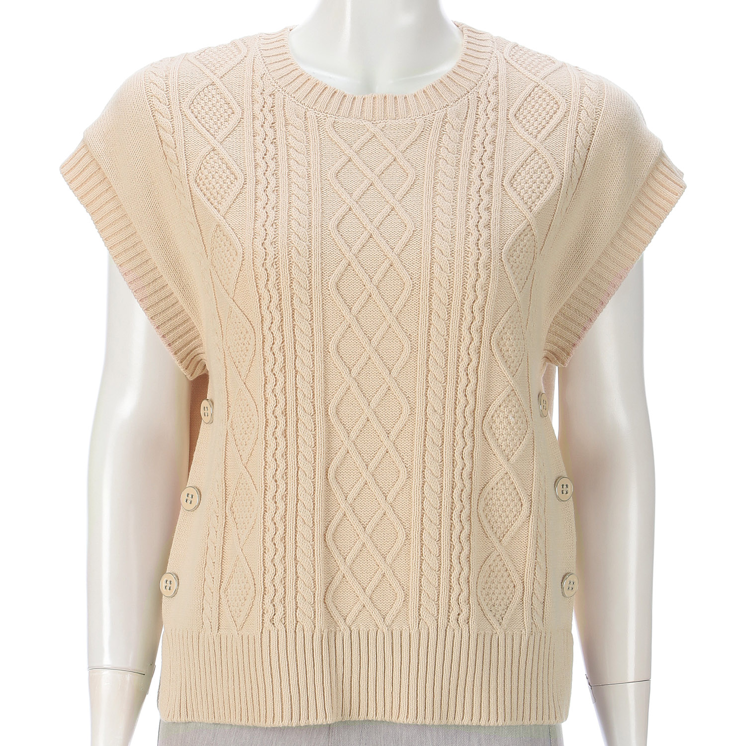 綿混ケーブル編みベスト - 画像13