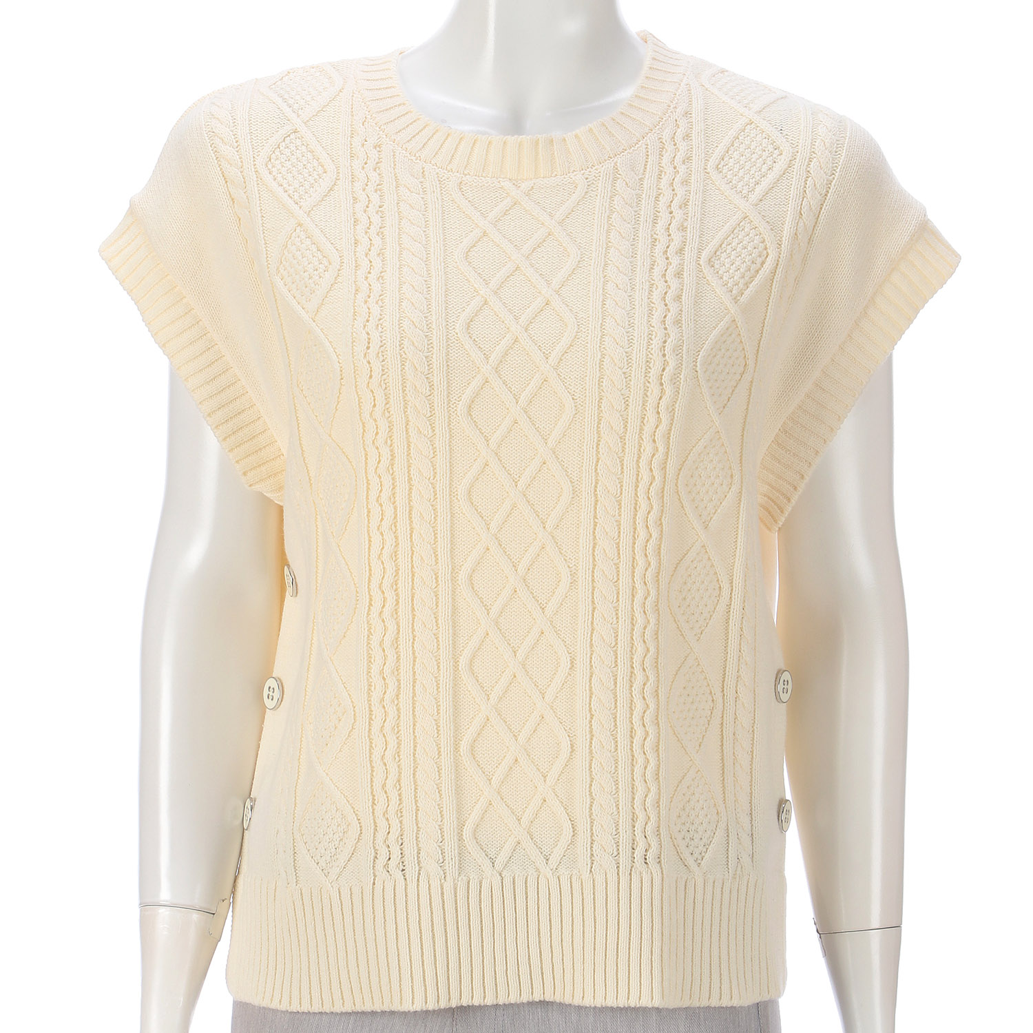 綿混ケーブル編みベスト - 画像7