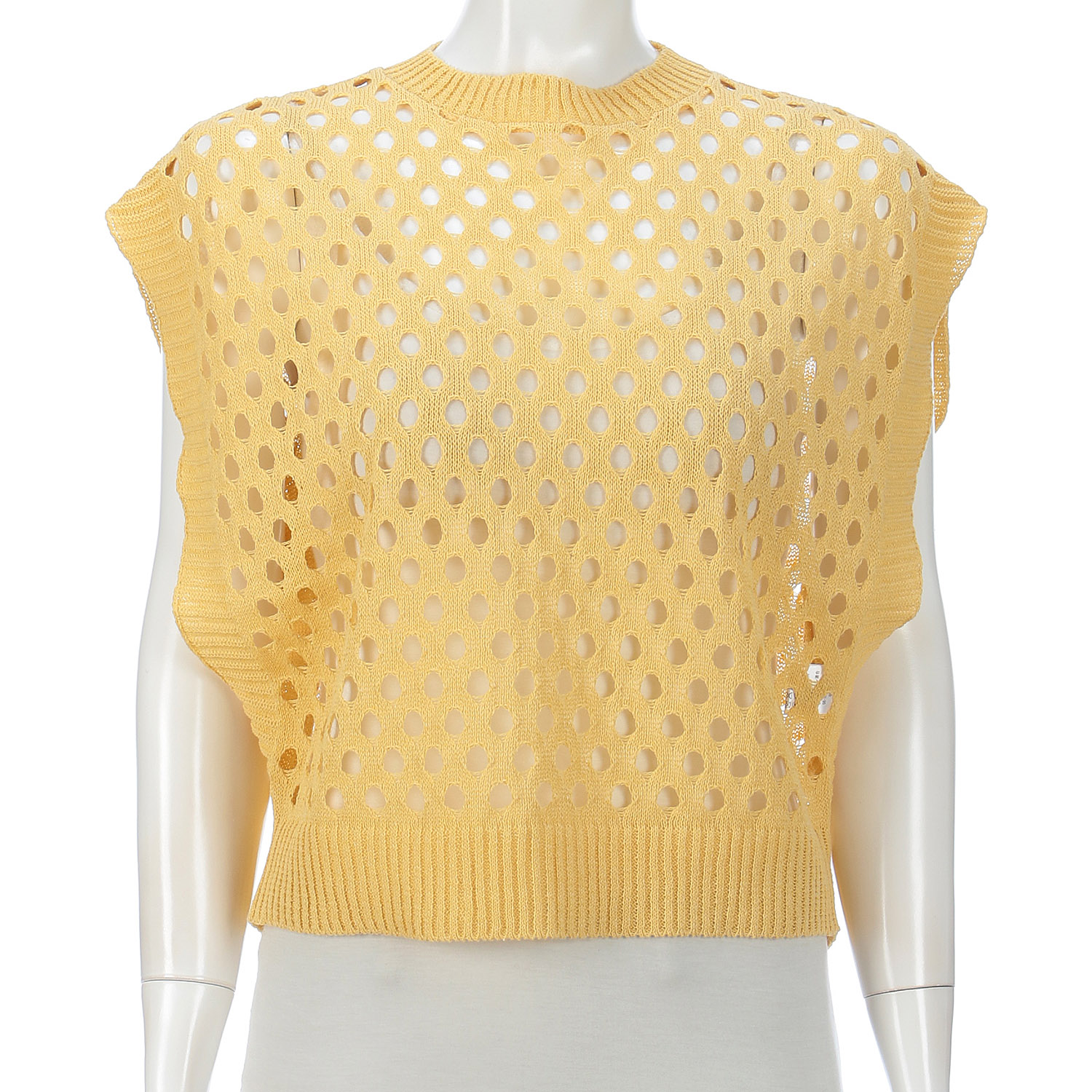 麻混穴あきベスト - 画像1