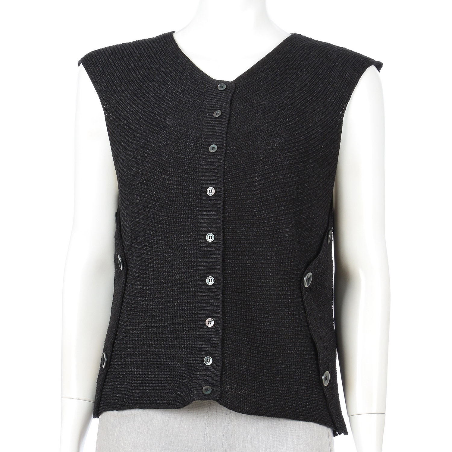 脇釦求心前開きベスト - 画像3