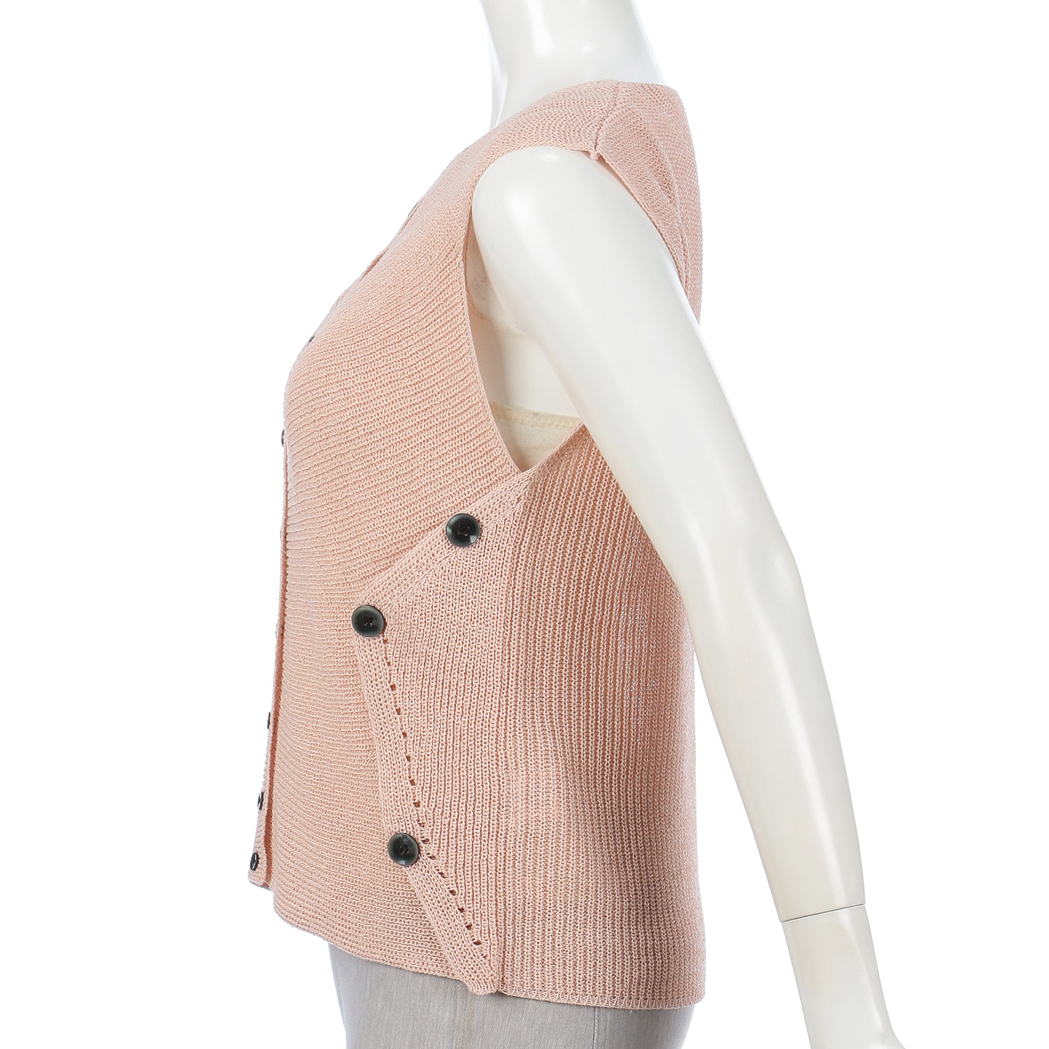 脇釦求心前開きベスト - 画像6