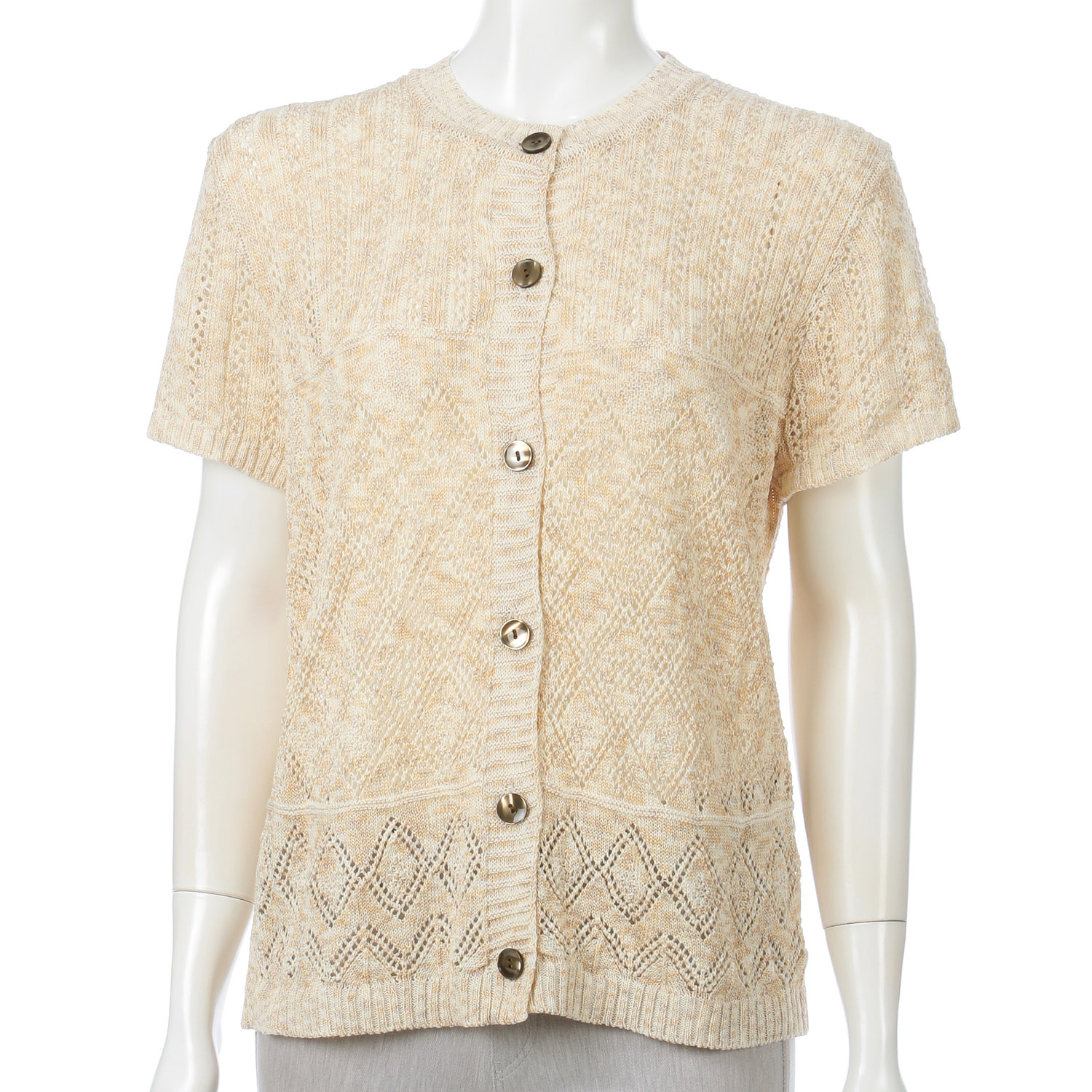 絣透かし前開きベスト - 画像3