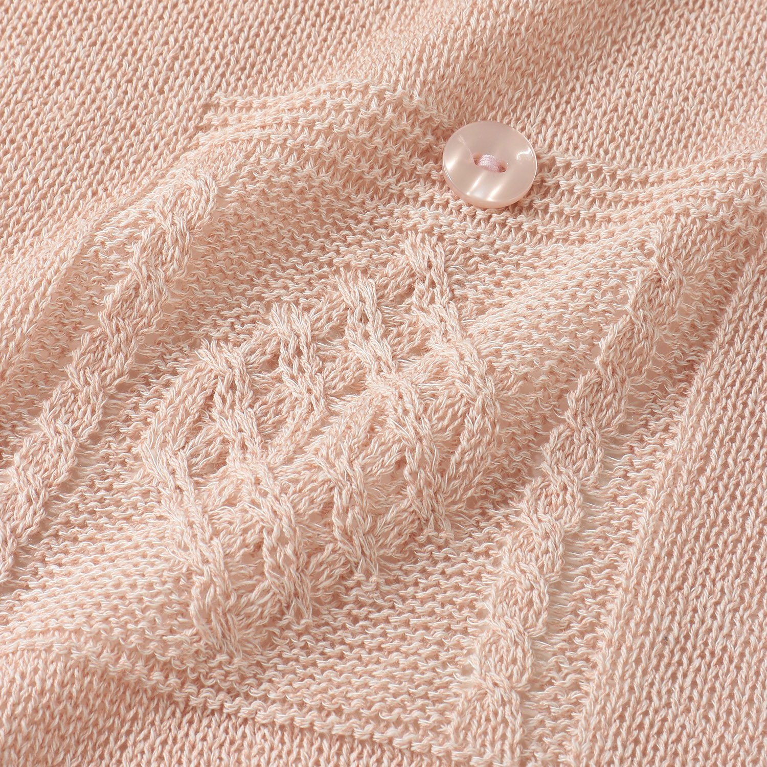 綿混地柄前開きベスト - 画像6