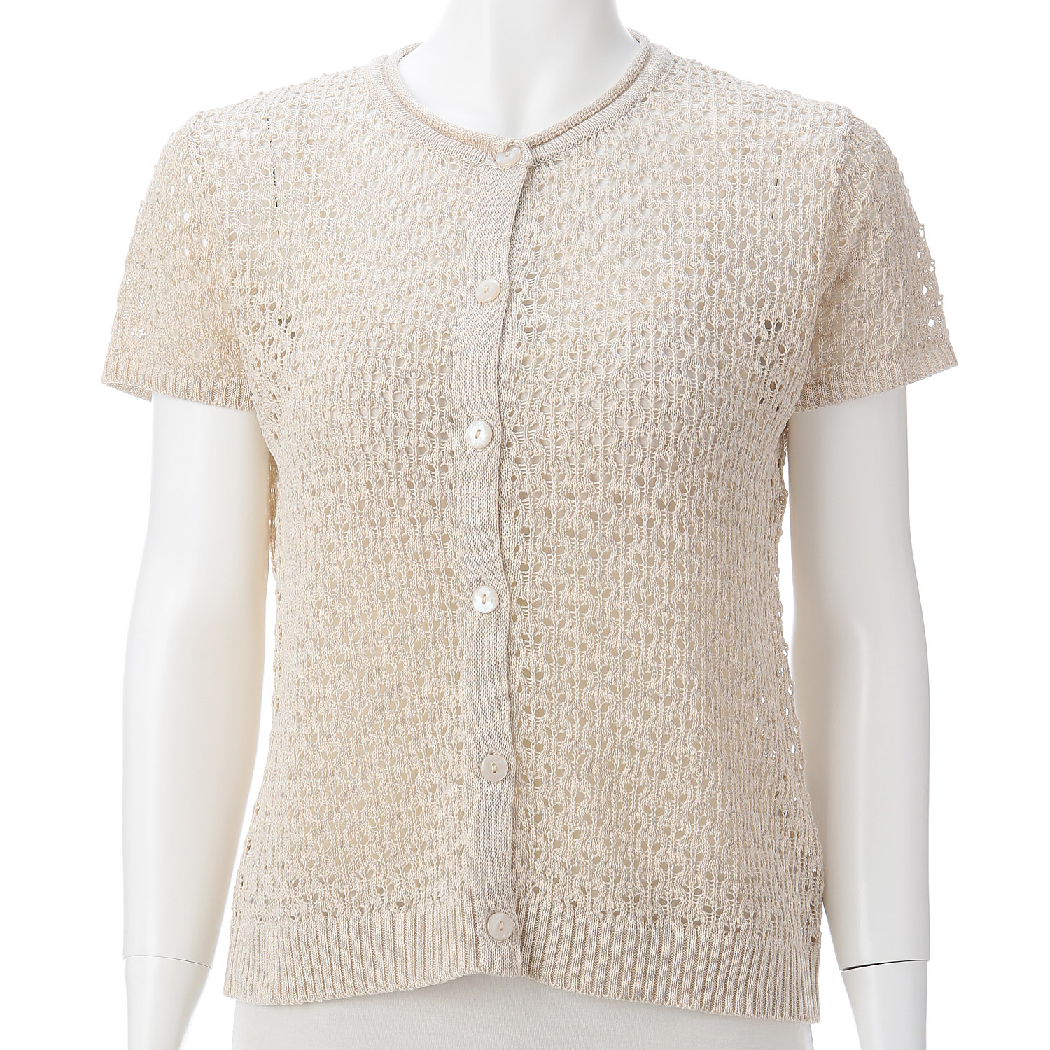 透かし柄キャップスリーブベスト - 画像1