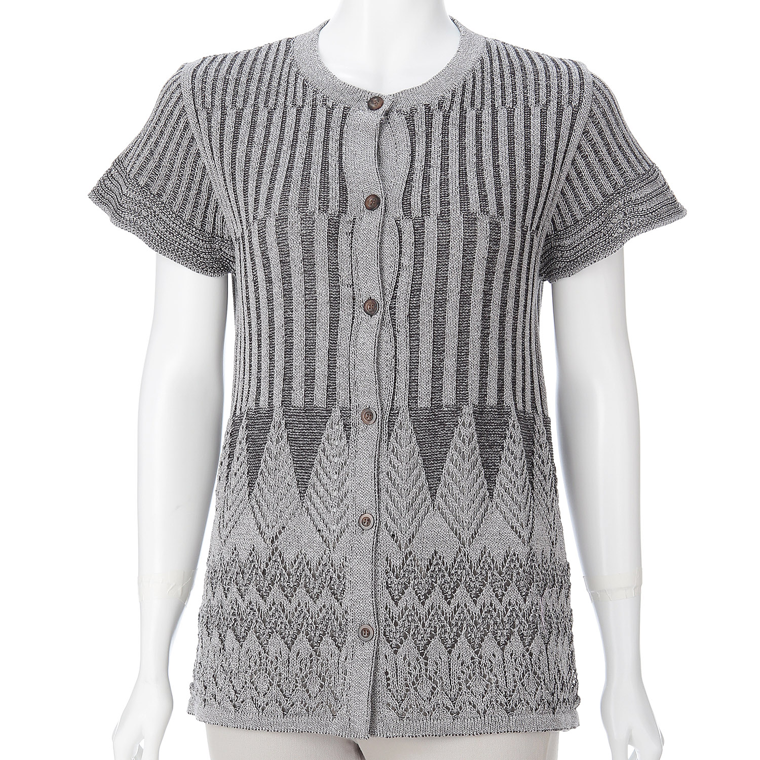 ダイヤ柄前開きベスト - 画像2