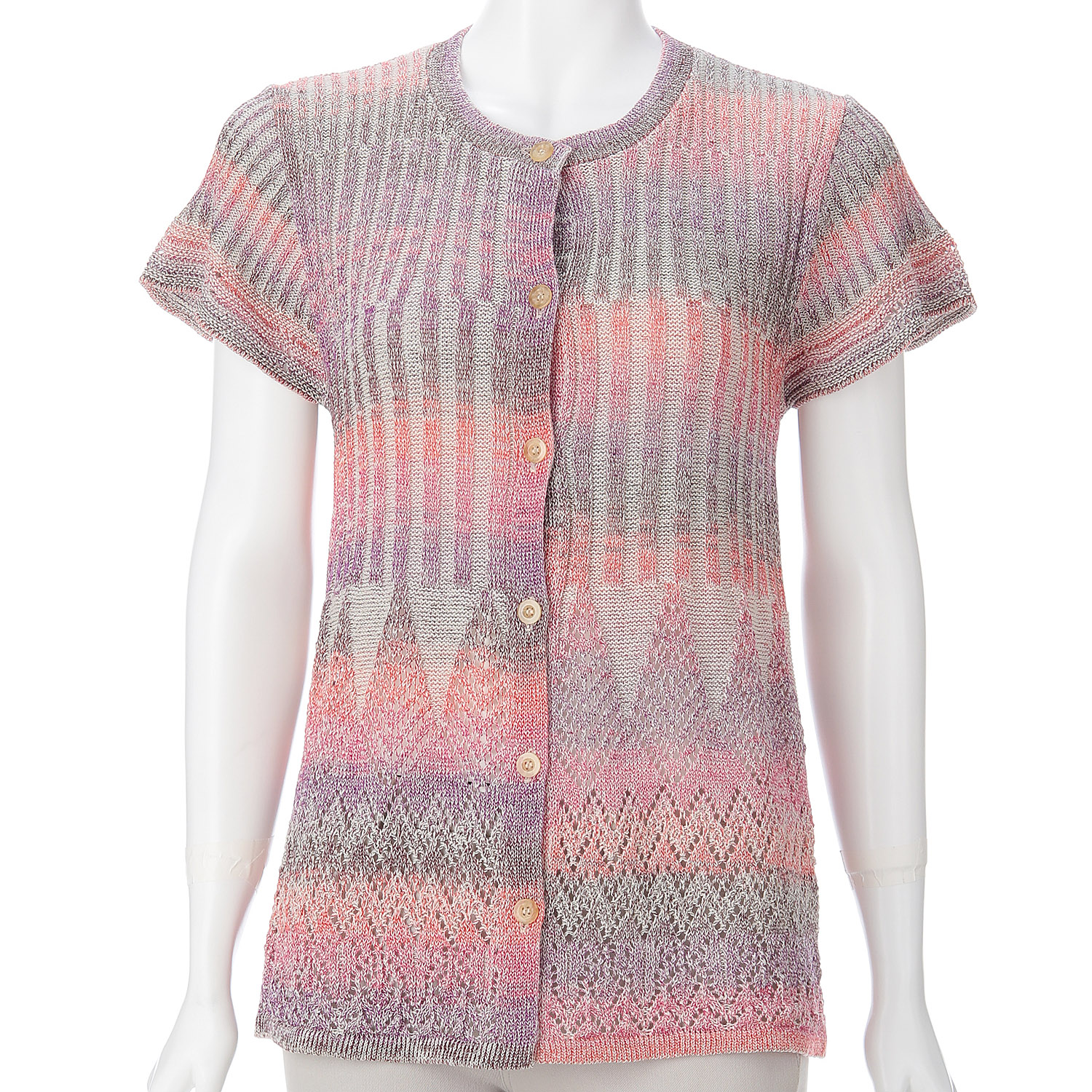 絣ダイヤ柄前開きベスト - 画像3